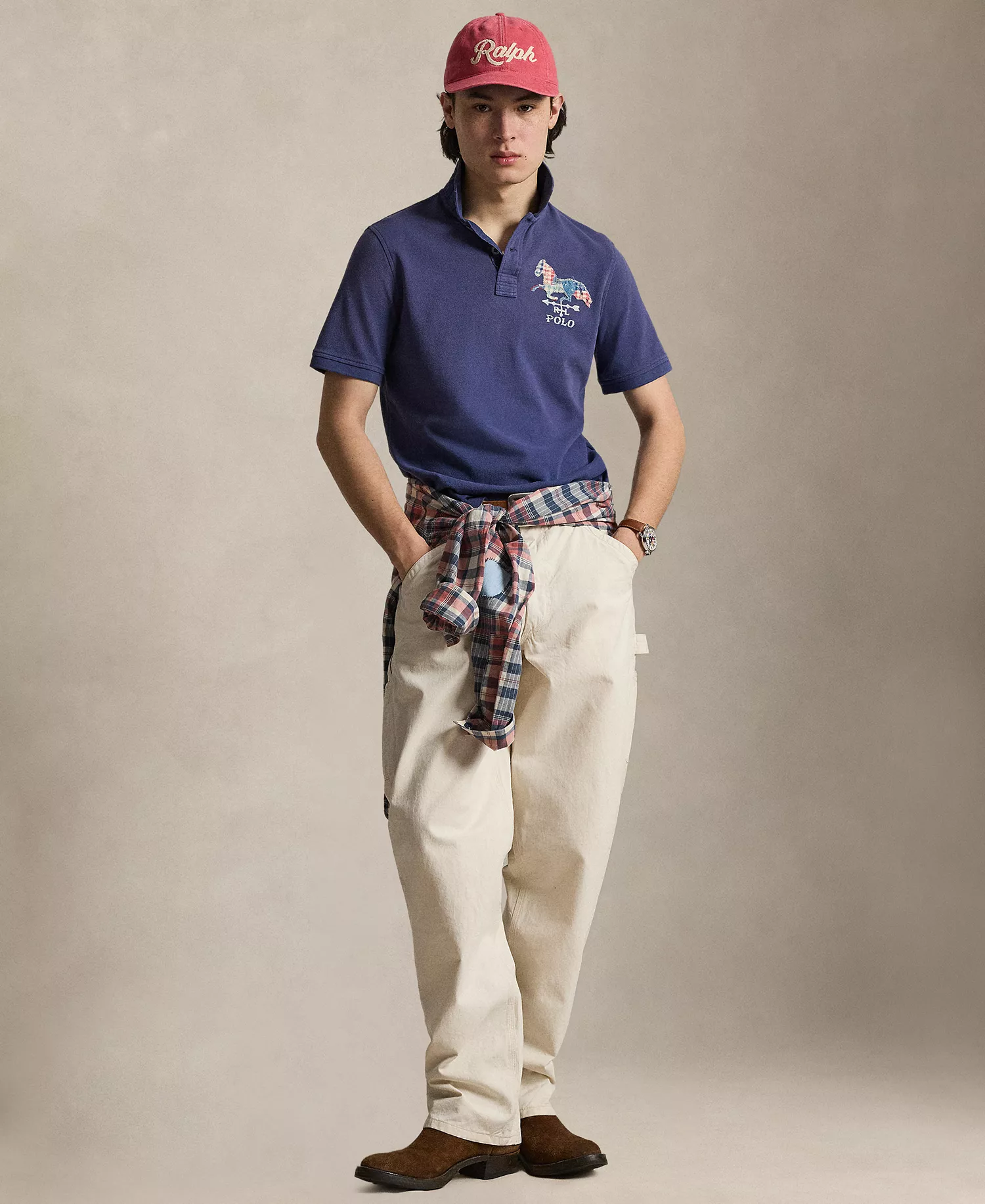 Men's Short-Sleeve Ribbed Collar Polo Shirt - Light Navy - 2XL