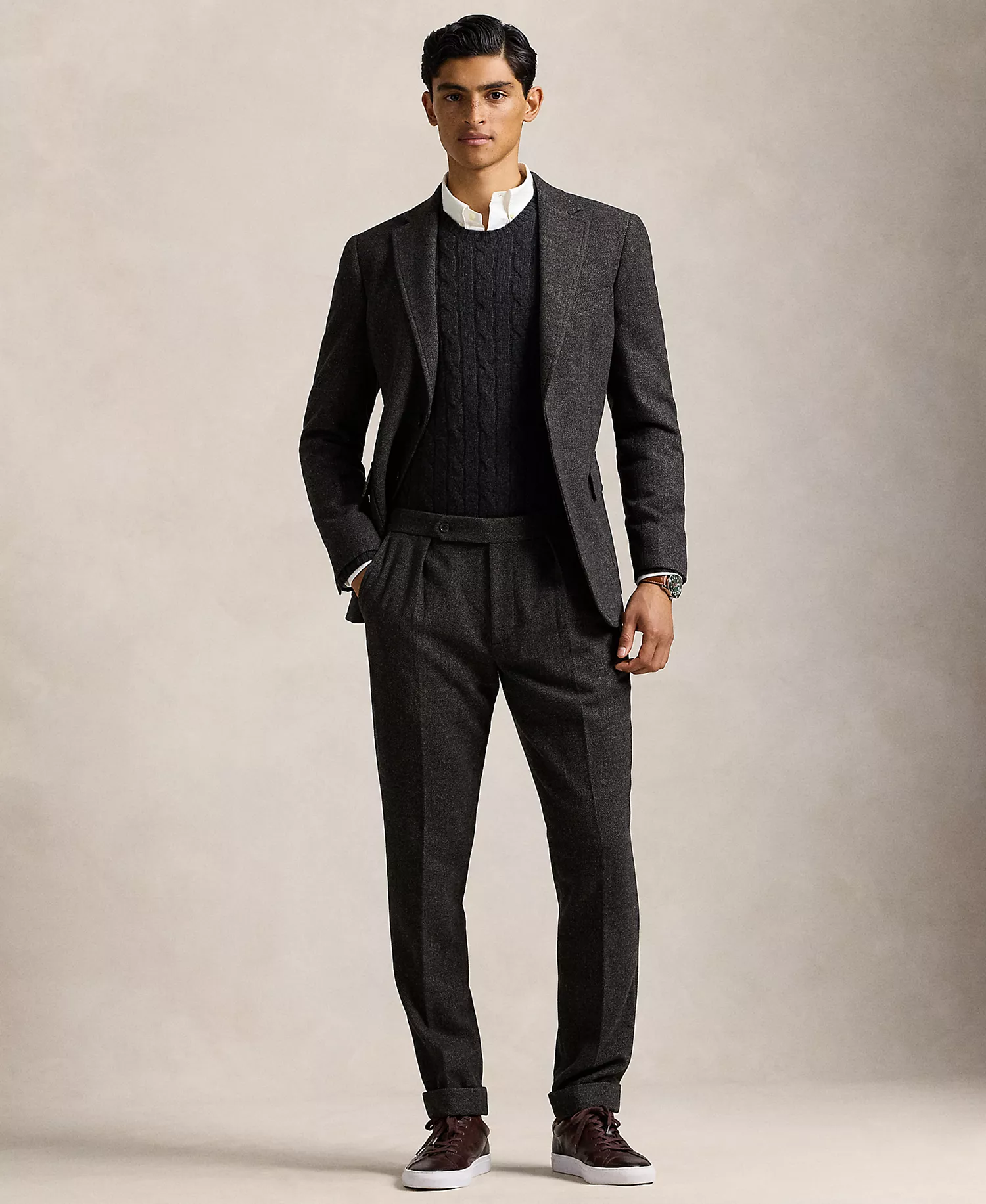 Men's Polo Modern Birdseye Twill Sport Coat - Chr Mu - 46R