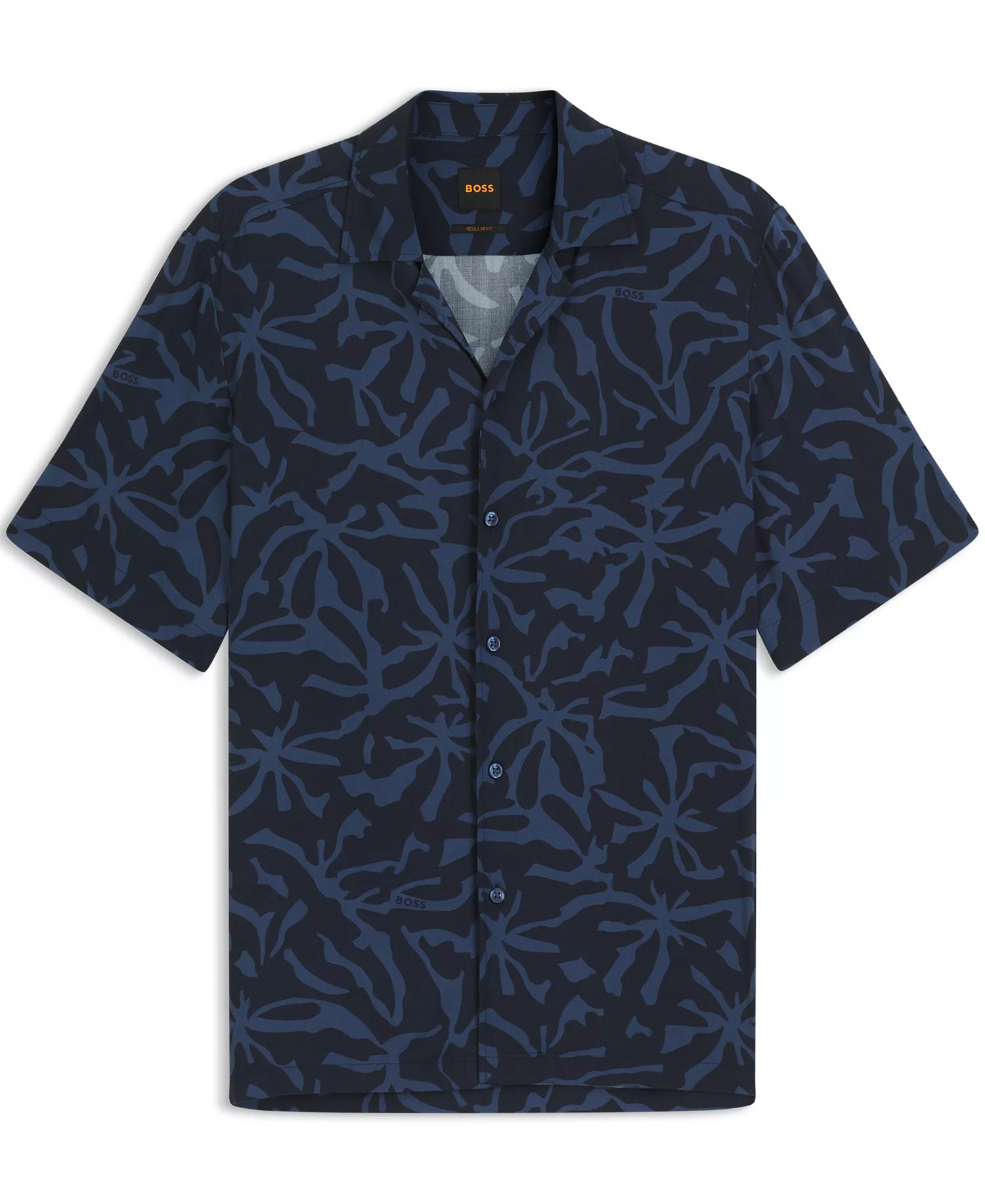 Men's Regular-Fit Maxi Print Short-Sleeve Shirt - Dark Blue - L