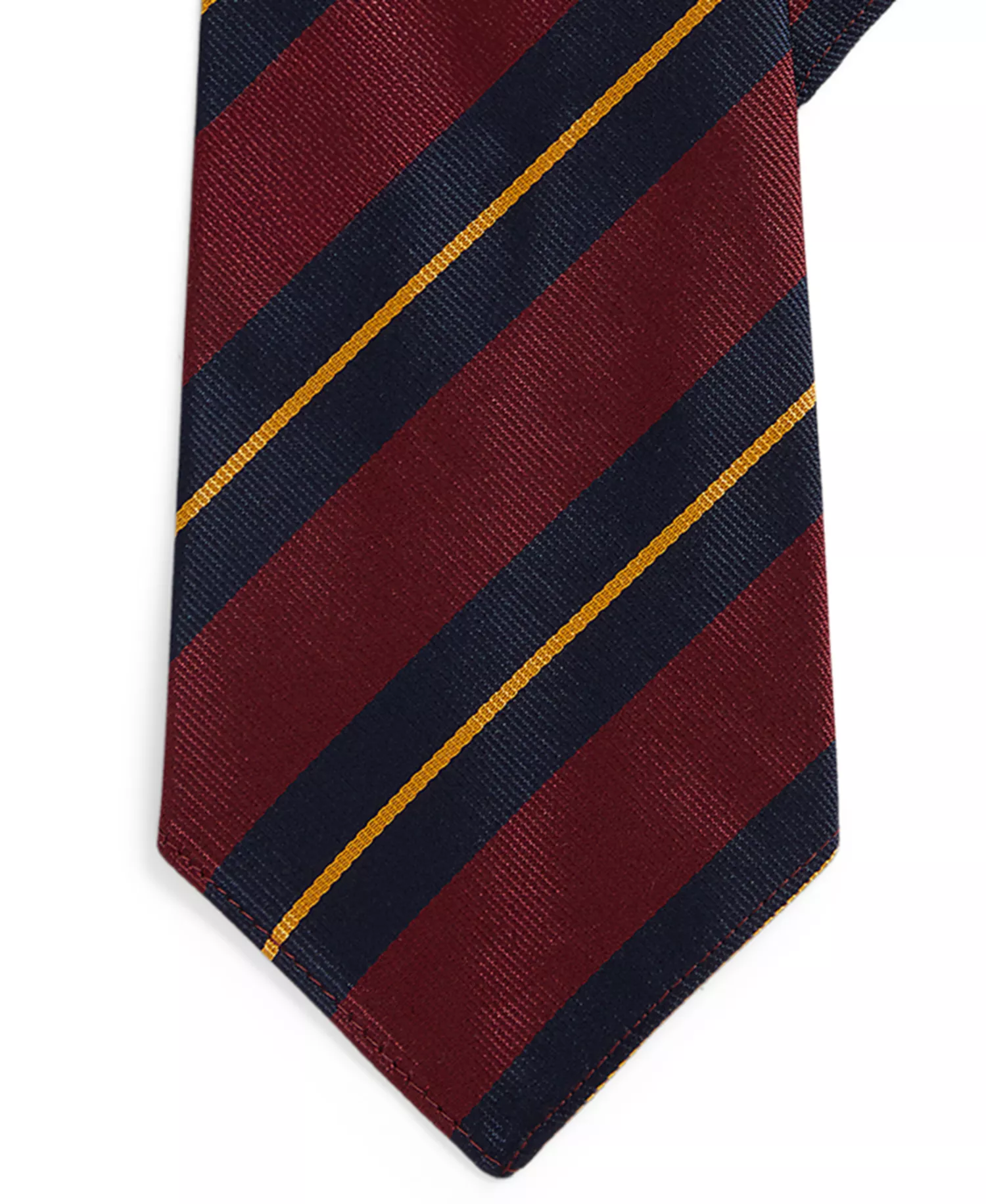 Men's Striped Necktie - Wine/Navy/Gold - No Size