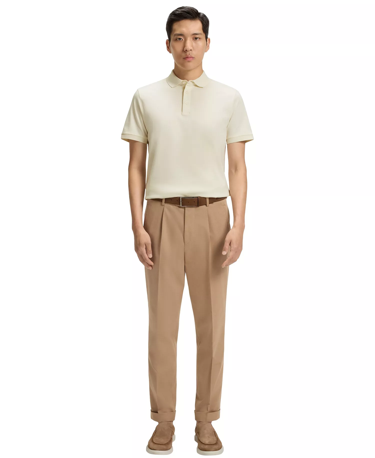 Men's Regular-Fit Mercerized Cotton Polo Shirt - Open White - L