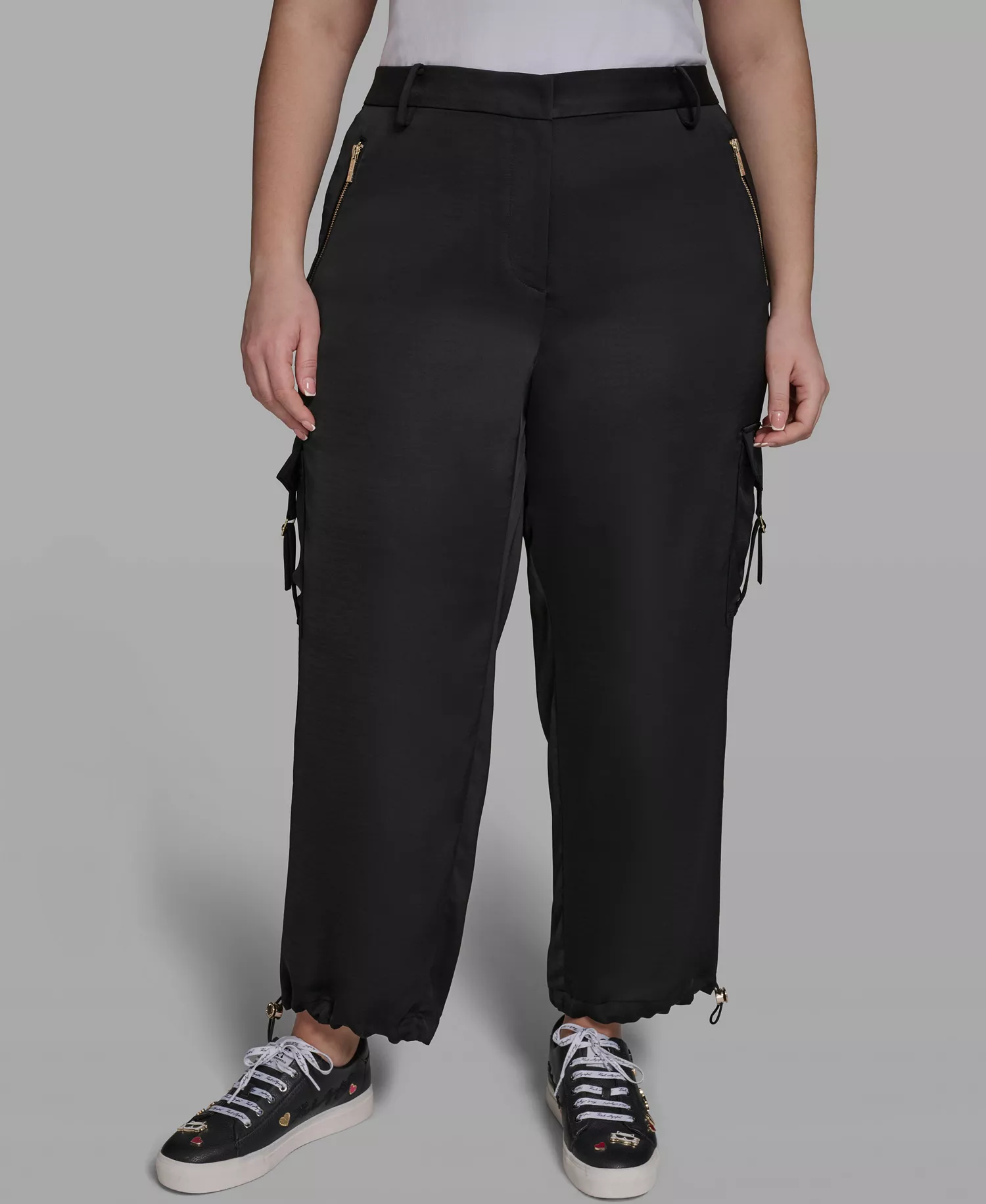 Plus Size Bungee Cargo Pants - Black - 14W