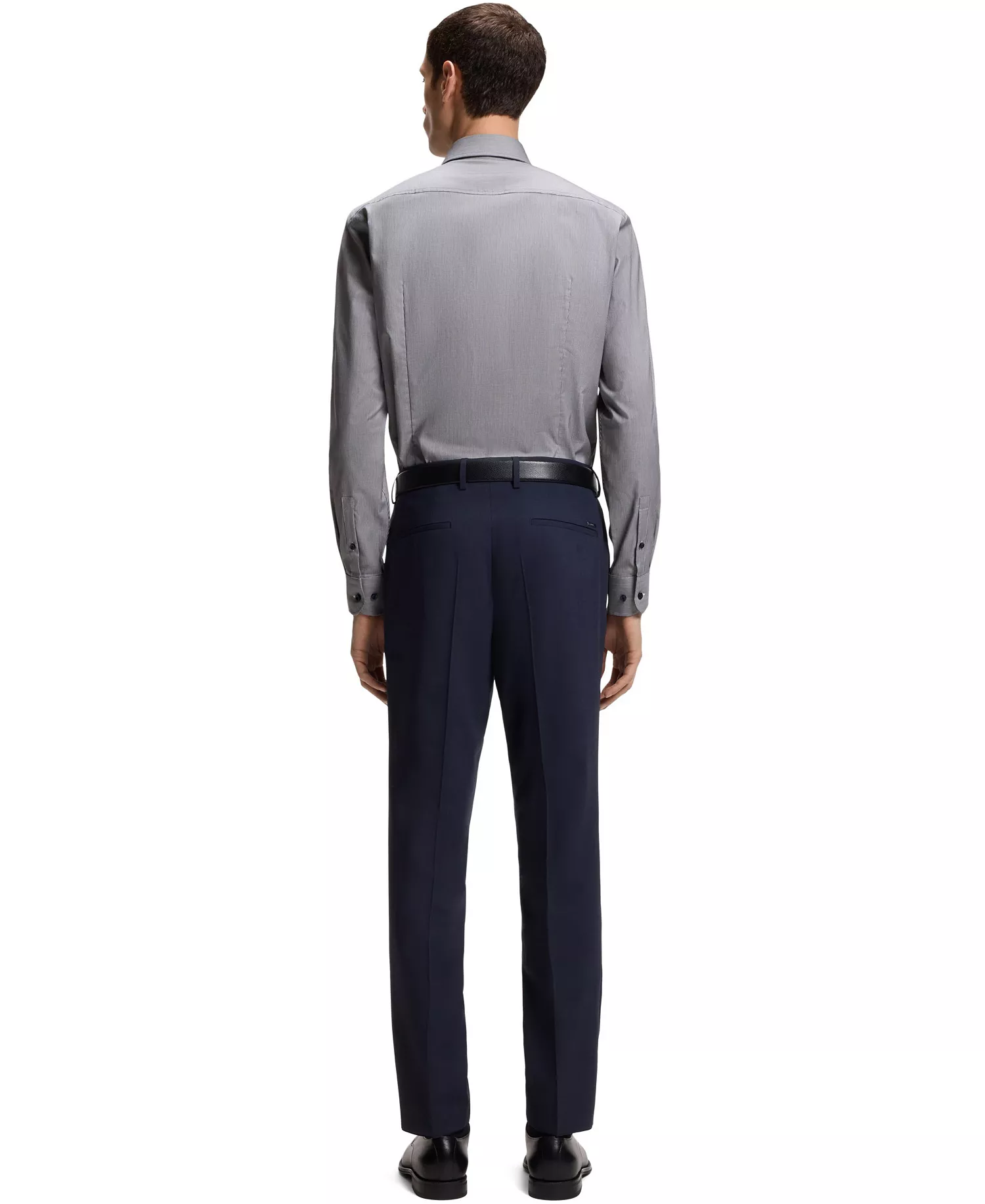 BOSS by Men's Stretch Cotton Structured Slim-Fit Dress Shirt - Dark Blue - 14.5