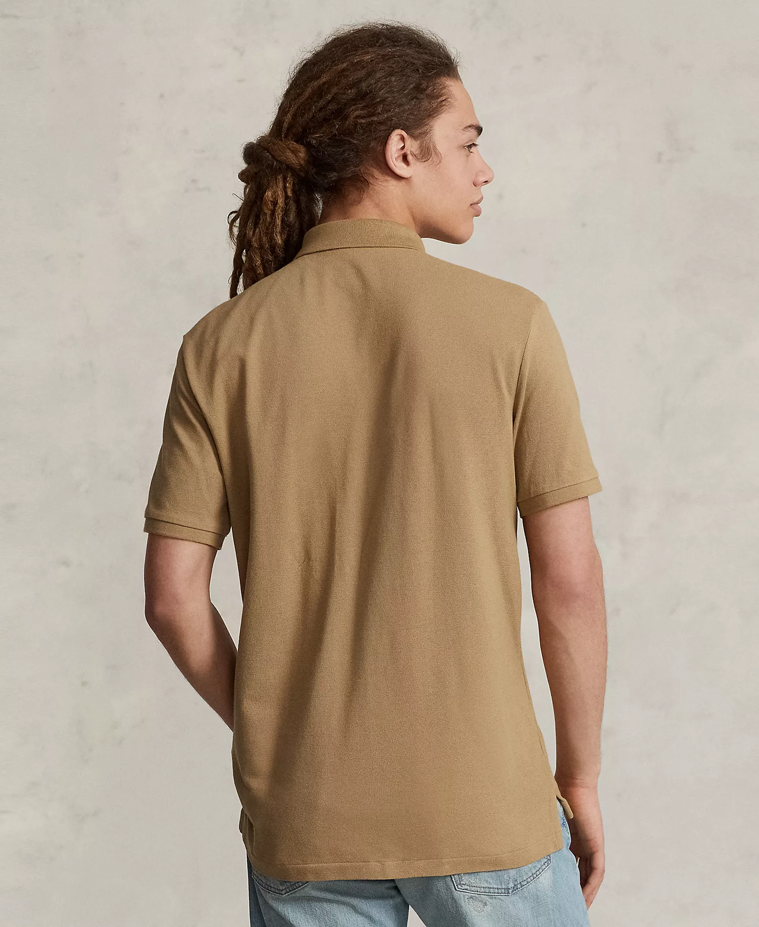 Men's Cotton Custom Slim Fit Mesh Polo Shirt - Cafe Tan - 2XL