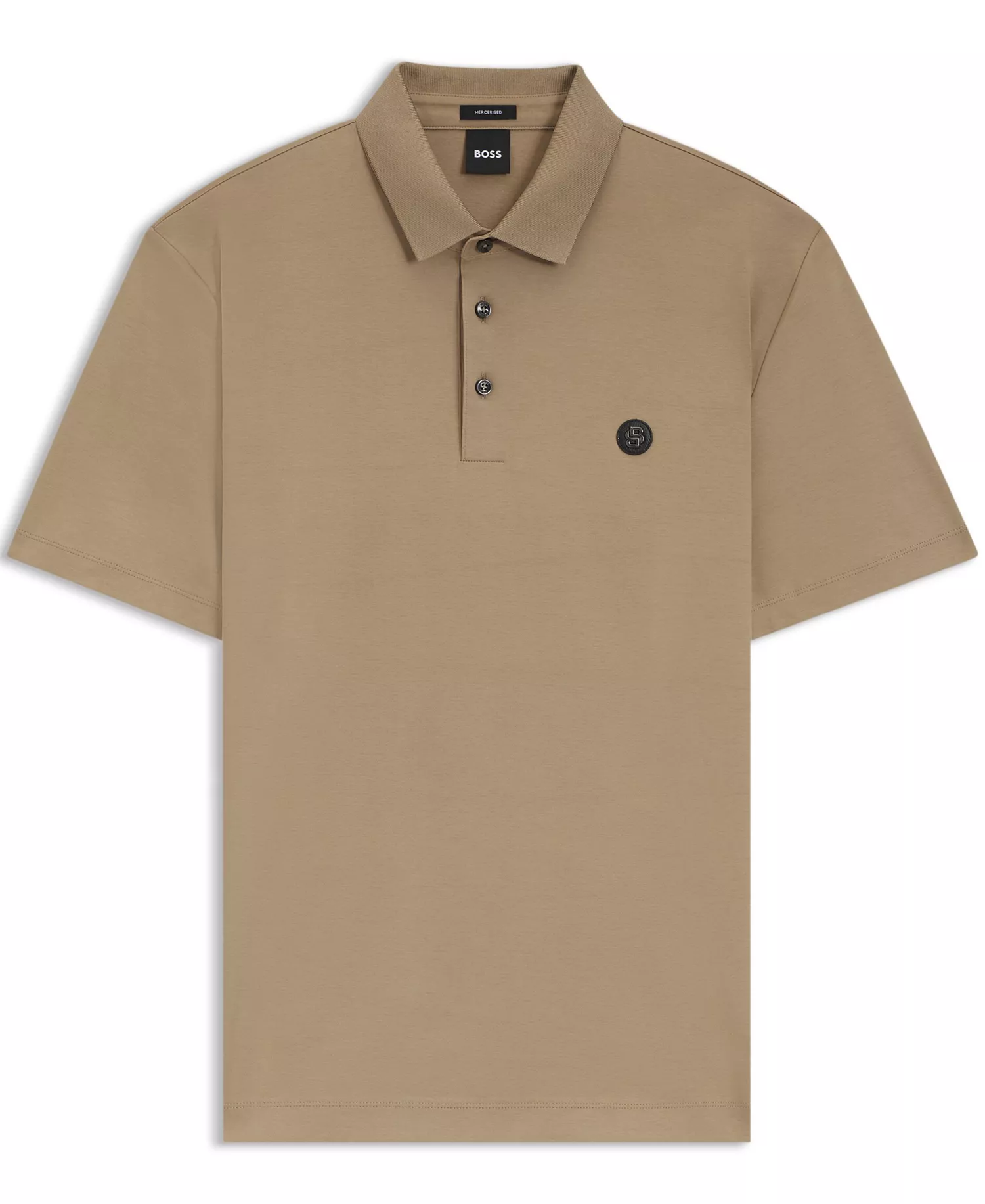 Men's Mercerized-Cotton Double B Monogram Polo Shirt - Dark Beige - L