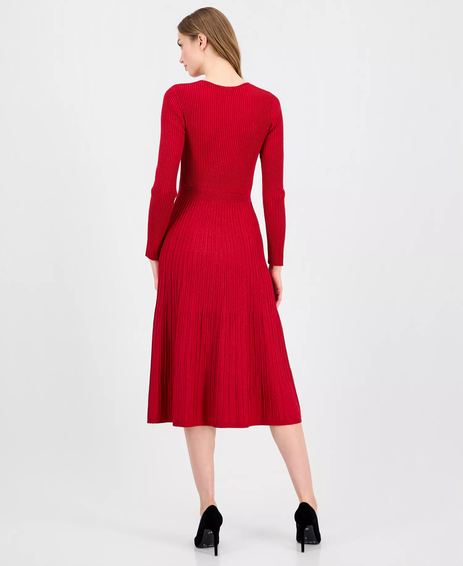 Women's Metallic Wrap Fit & Flare Dress - Love Star - L