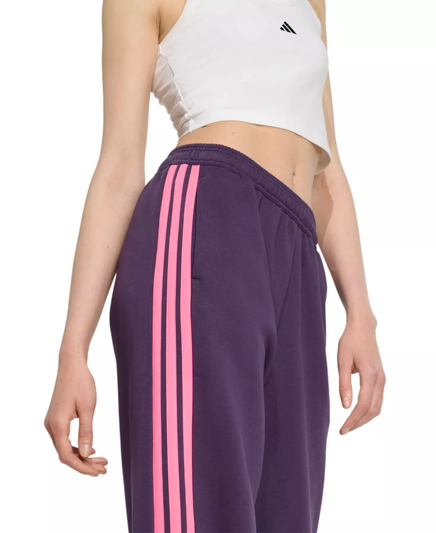 Women's House of Tiro 3-Stripes Fleece Pants - Aurora Plum/lucid Pink - 2XL