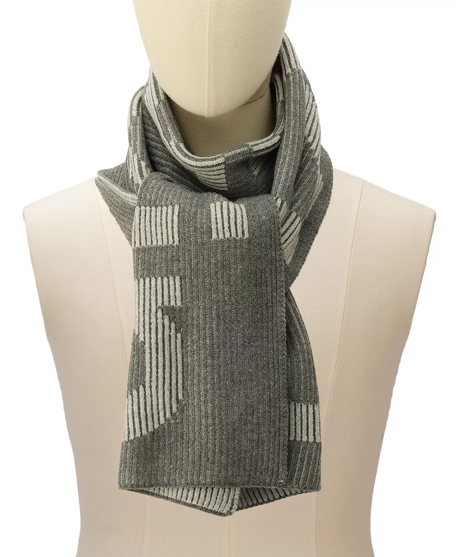 Men's Plaited Logo Scarf - Medium Grey - ONE SIZE
