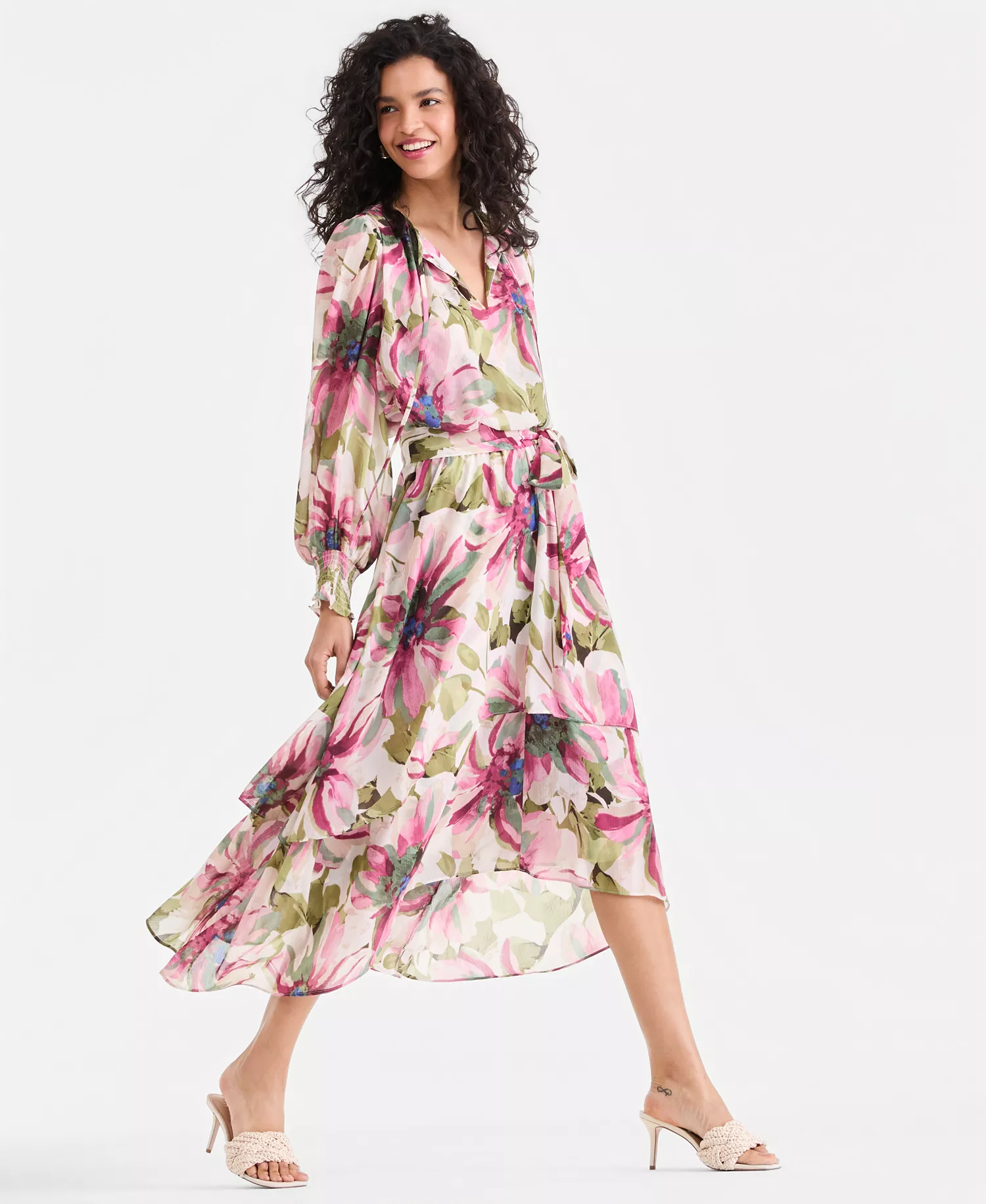 Women's Floral Midi Dress - Farrah Bouquet - L