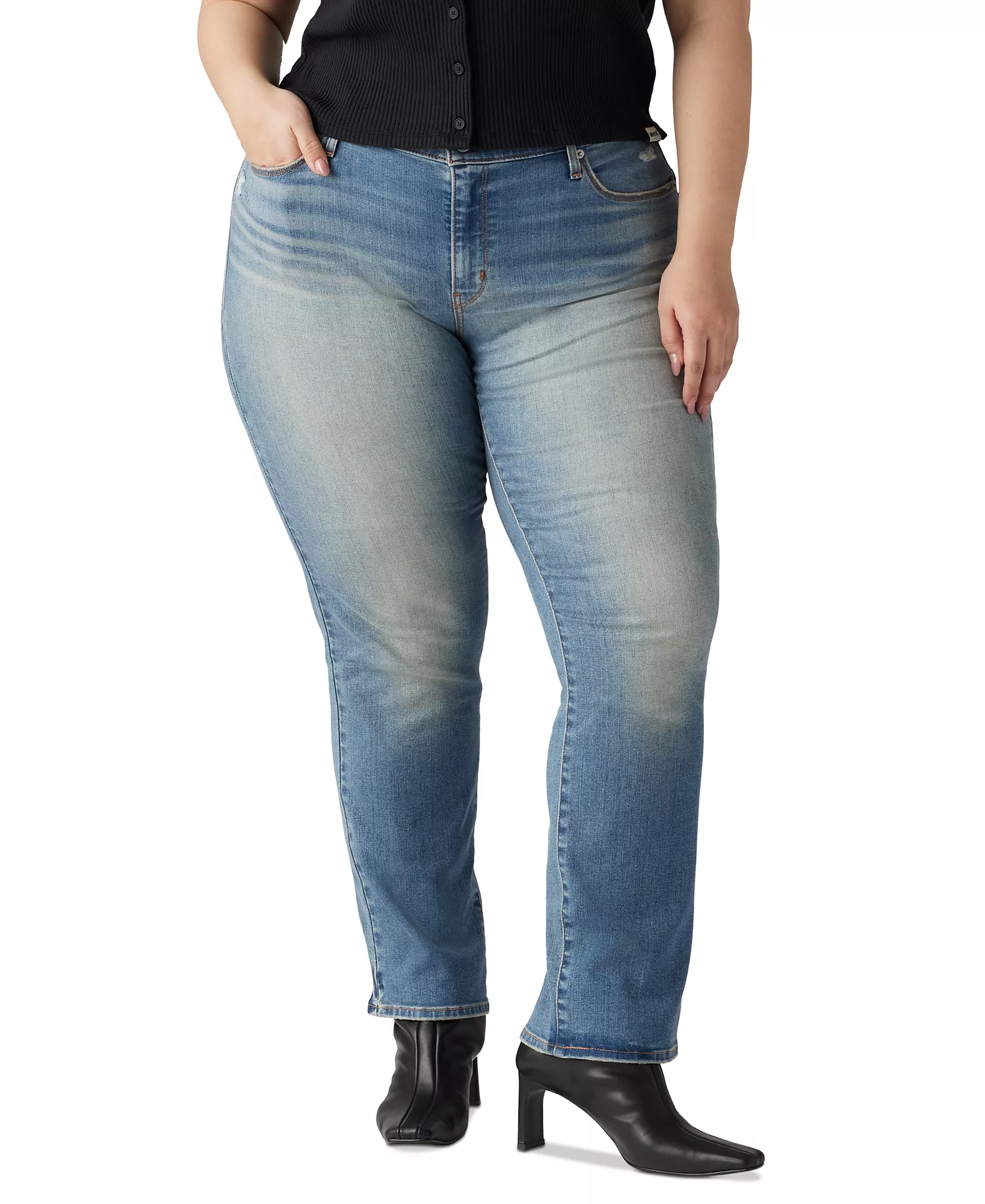 Trendy Plus Size Classic Straight Leg Jeans - Cave Wall - 16W