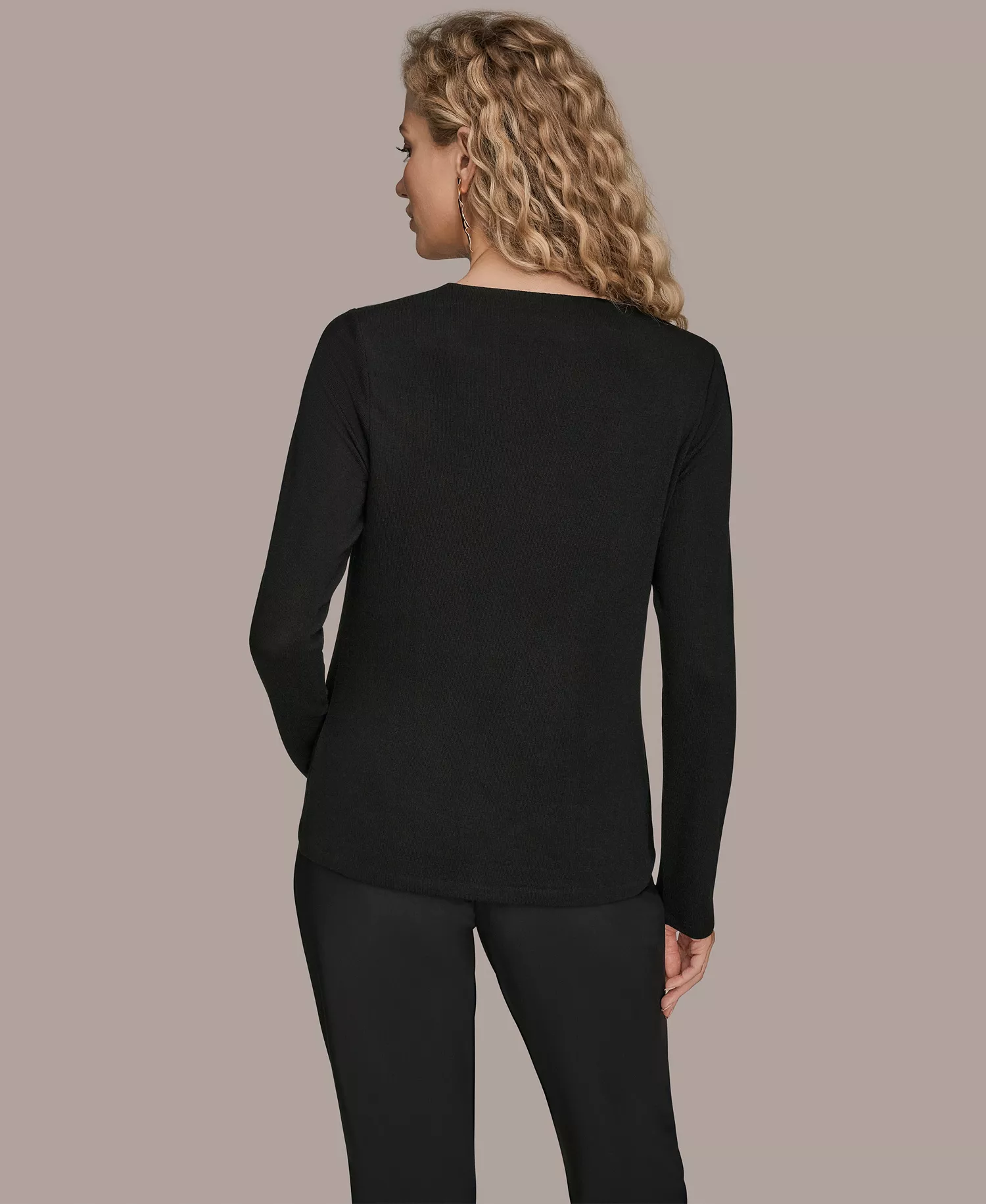 Women's Floral Detail Long Sleeves Relaxed Top - Black - L