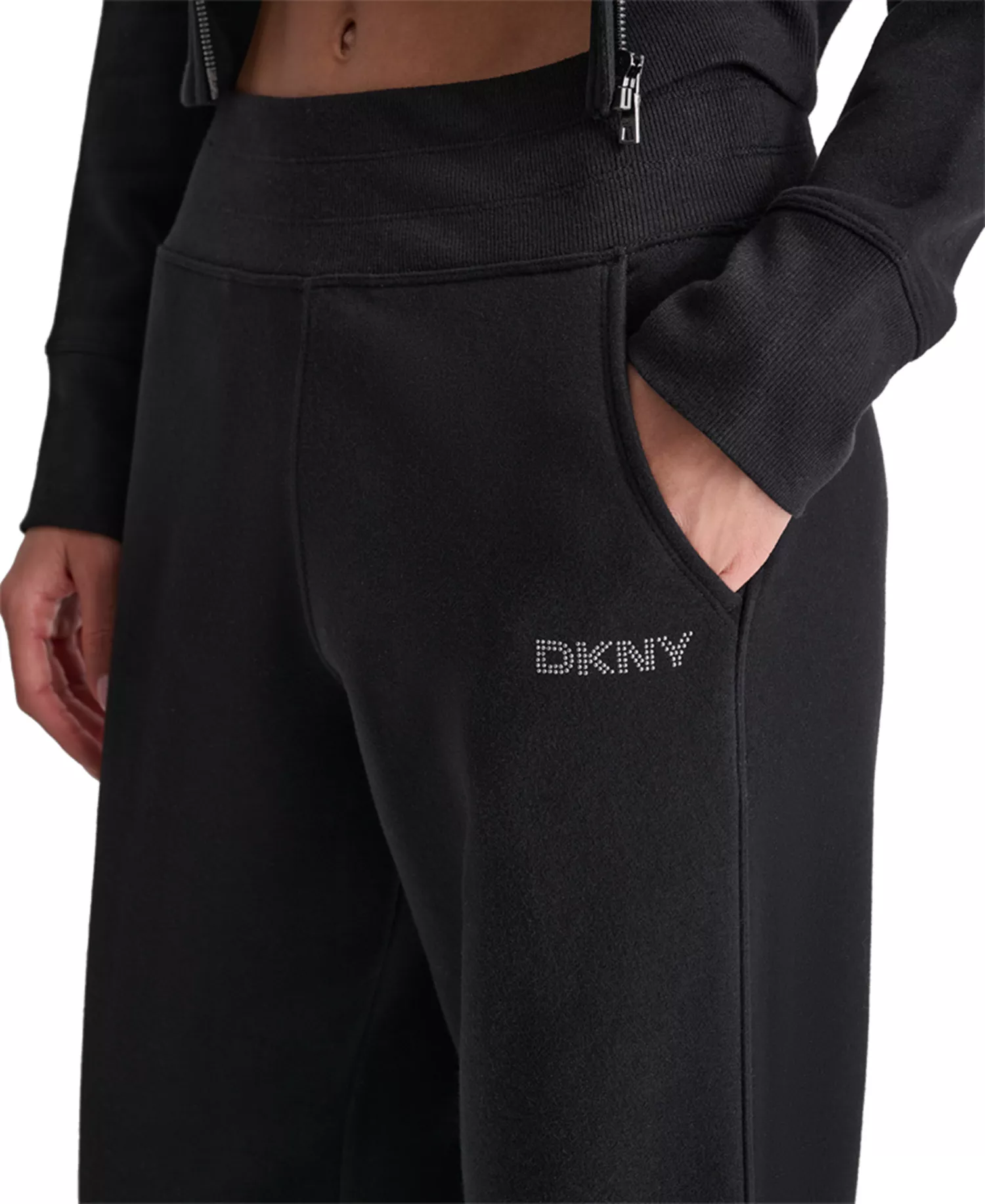 Women's Studded-Logo Wide-Leg Pants - Black - L