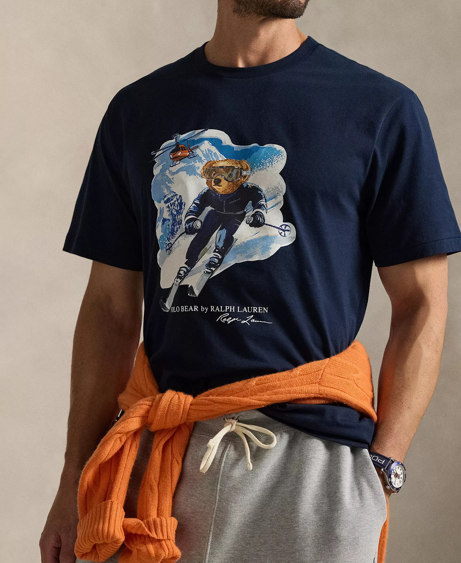 Men's Big & Tall Crewneck Short-Sleeve T-Shirt - Worth navy/active bear - 2LT