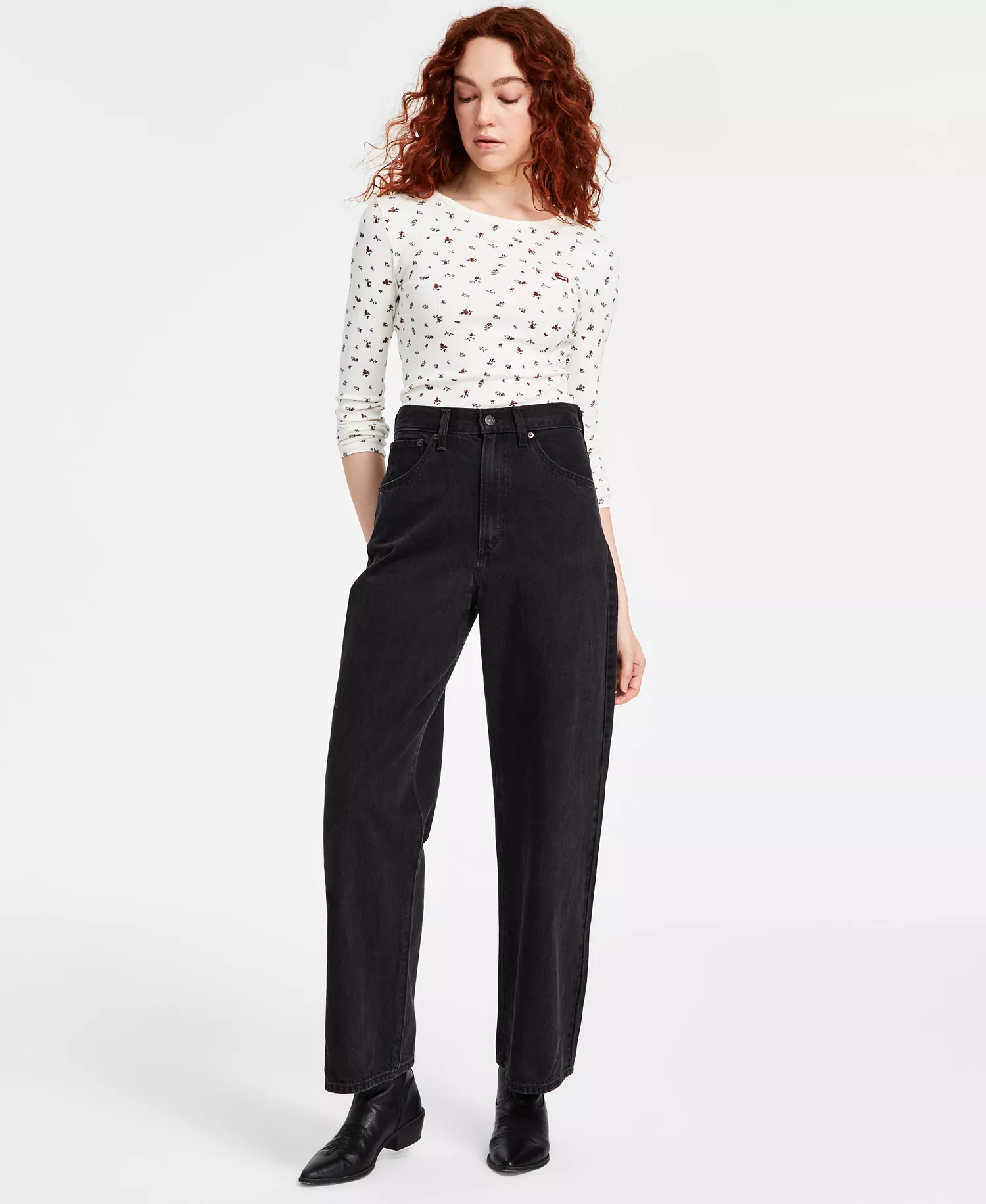 Women's Cinch-Waist Lightweight Baggy Jeans - Capturing Moments - 24