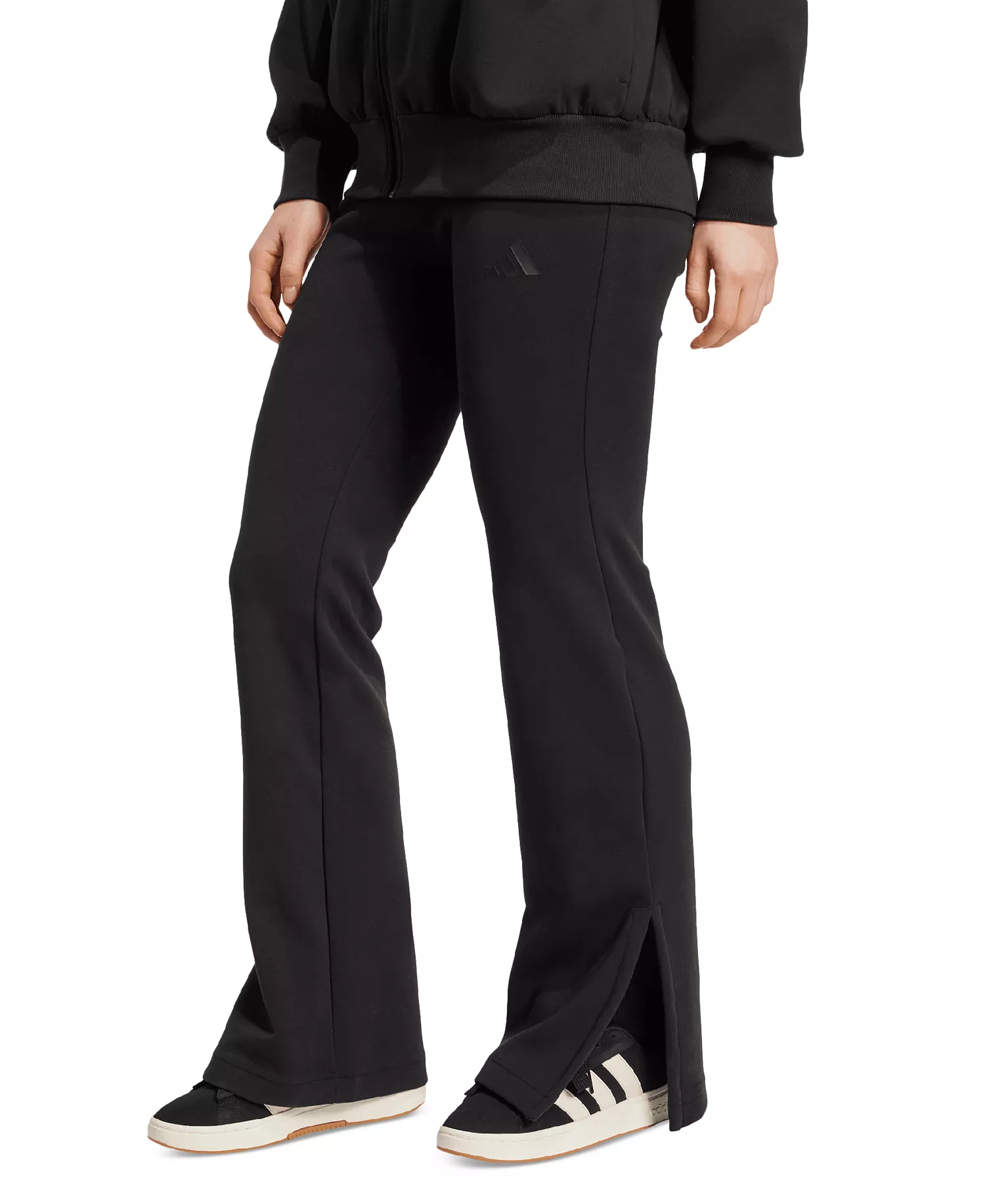 Women's Mid-Rise Pull-On Flare-Leg Logo Pants  - Black - L
