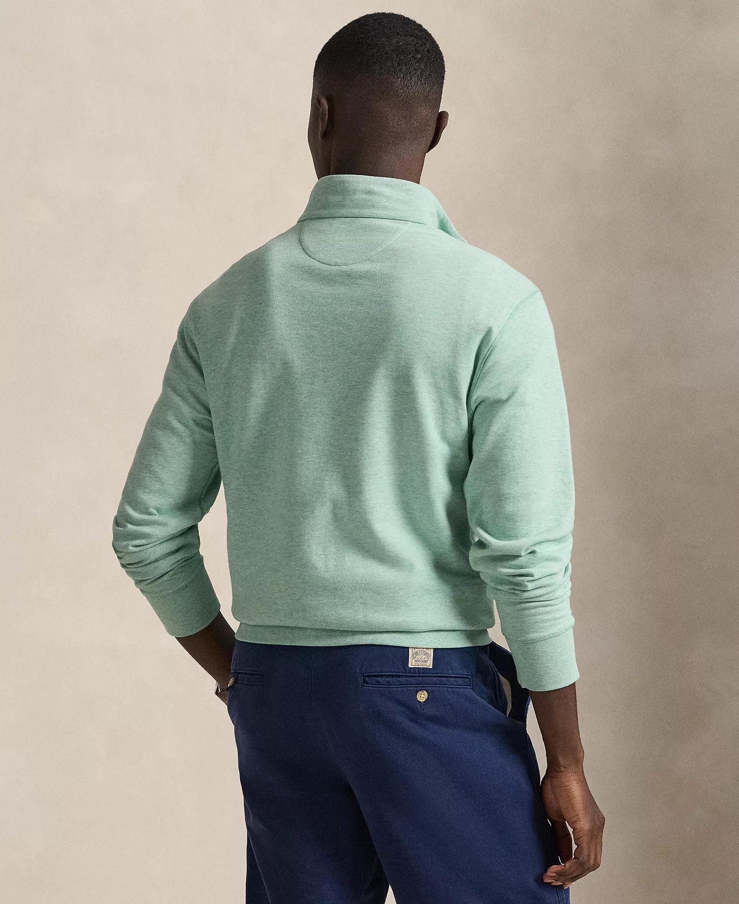 Men's Quarter-Zip Pull-On Sweater - Celadon Heather - 2XL