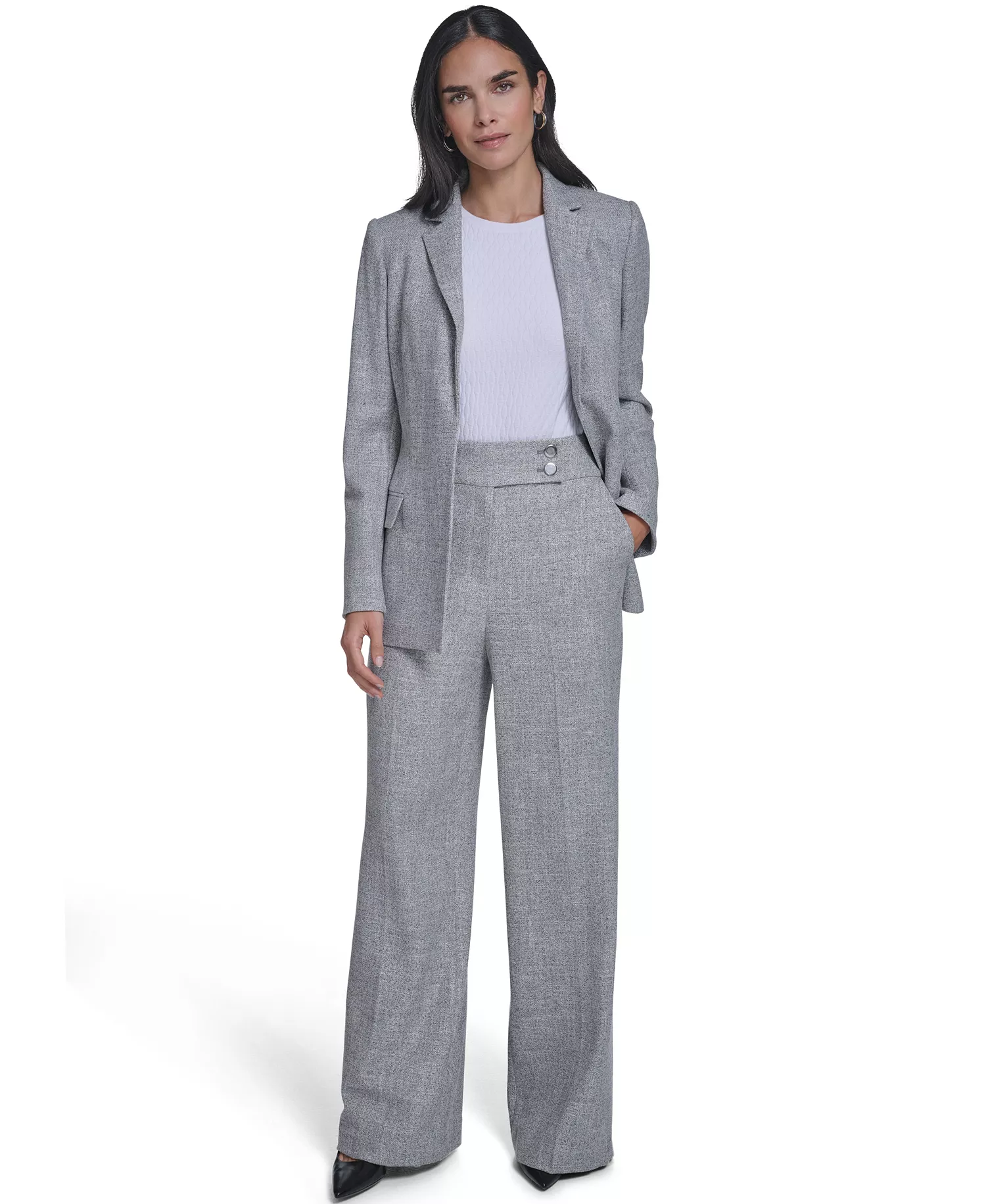 Women's Novelty Open-Front Jacket - Light Heather Multi - 0