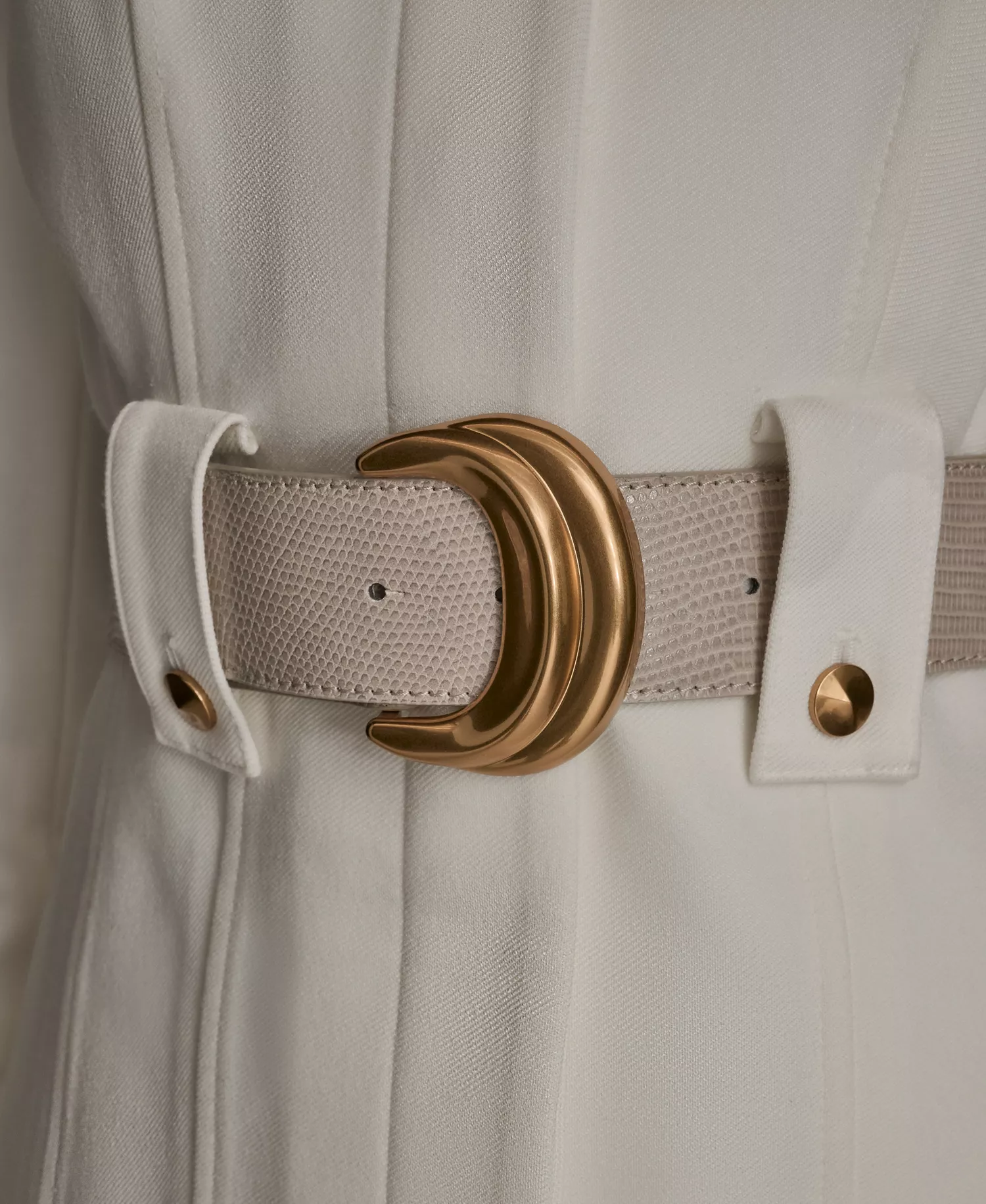 Women's Belted One Button Jacket and Flared Mid-Rise Pants - Cream - 10