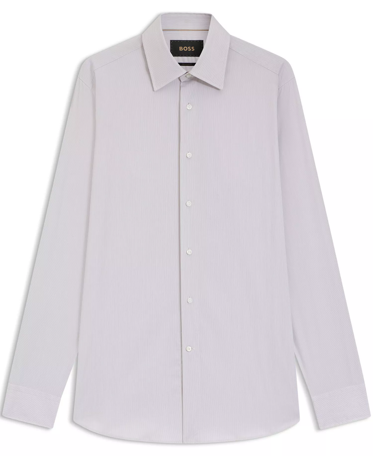 Men's Italian-Made Cotton Blend Dress Shirt - Dark Beige - 15.5