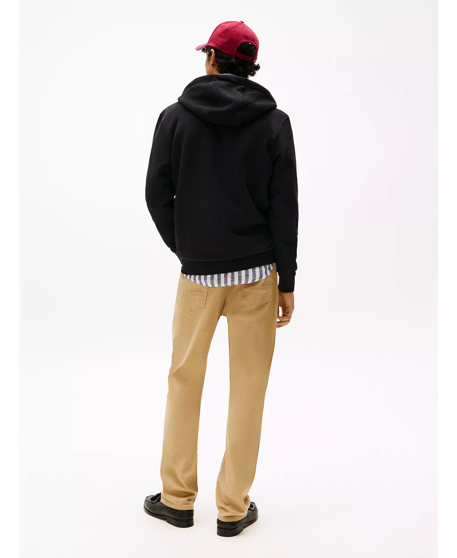 Men's Long Sleeve Zip-Front Flag Logo Hoodie - Black - L