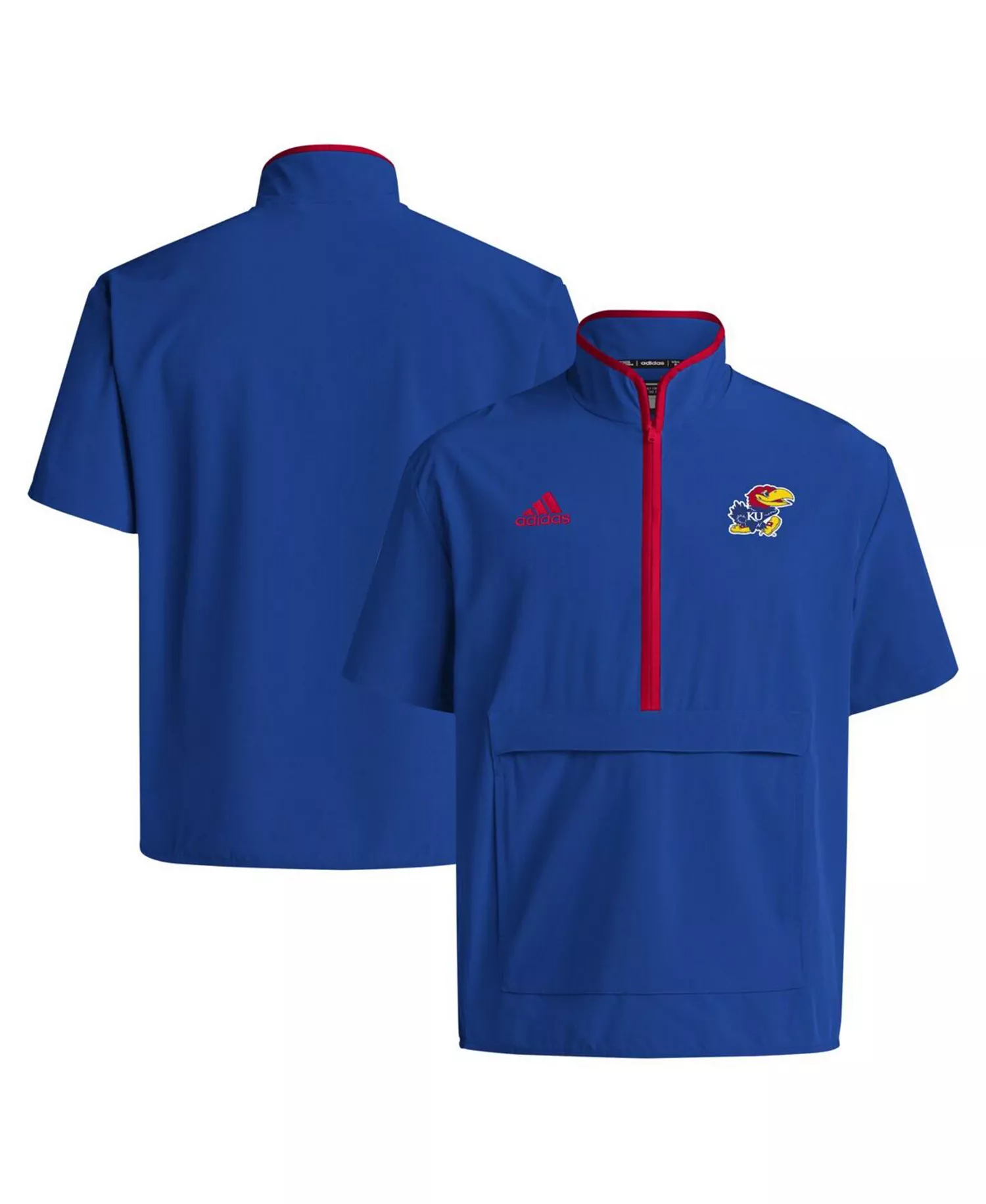 Men's Royal Kansas Jayhawks Coaches Sideline Half-Zip Short Sleeve Jacket - Royal - L