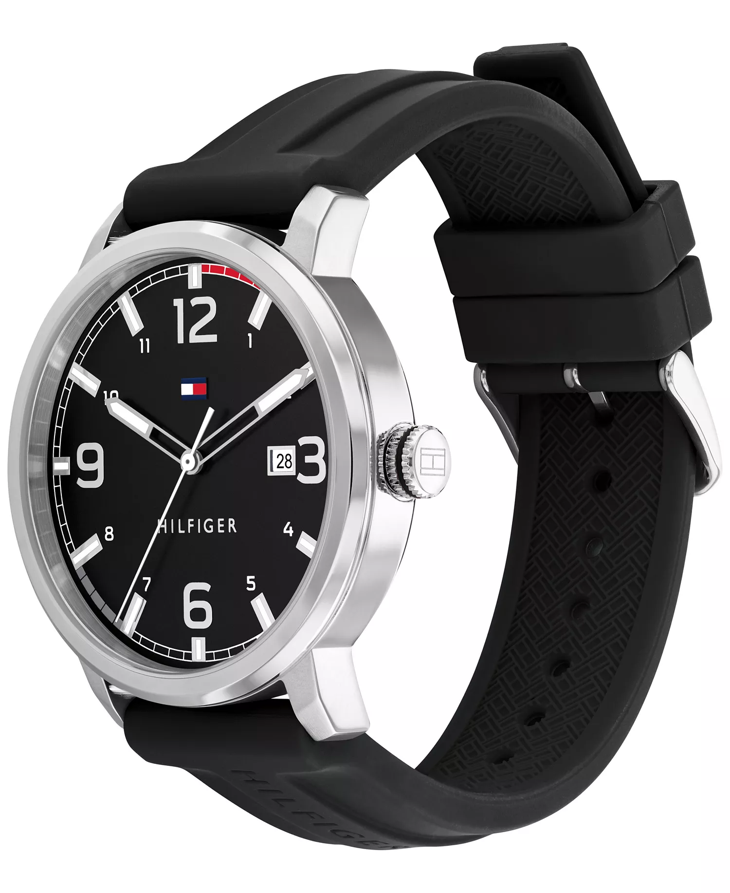 Men's Black Silicone Strap Watch 46mm, Created for Macy's