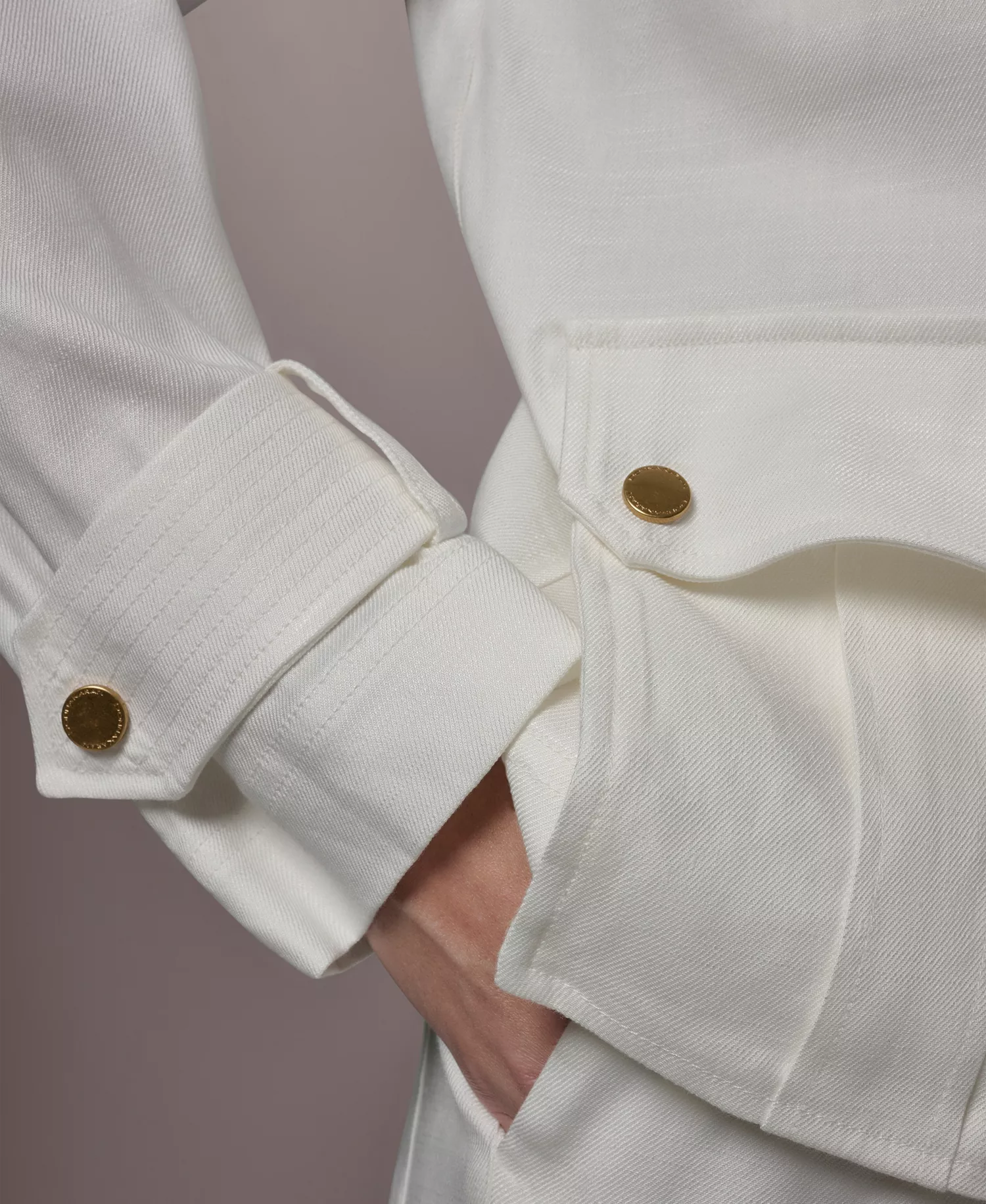 Women's Zipper Patch Pocket Jacket - Cream - L