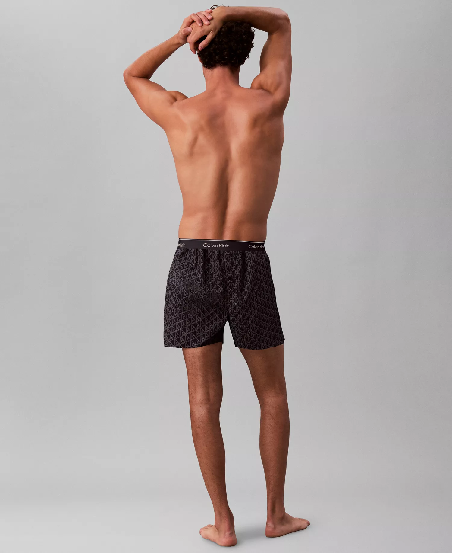 Men's Striped Boxer - Bijou Modern Emblem Outline, Sky Captain - L