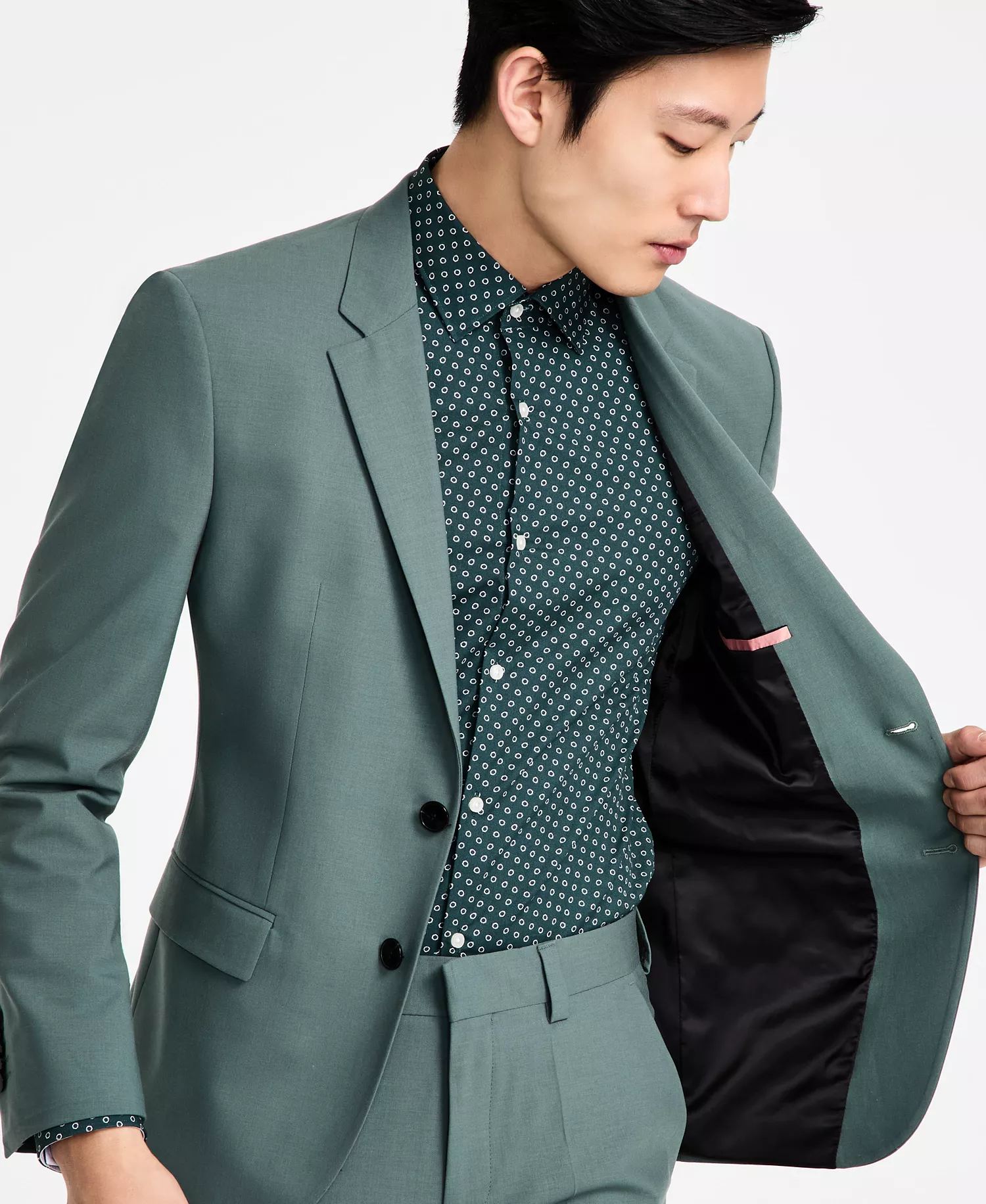 Men's Modern-Fit Wool Blend Suit Separate  - Open Green - 36R