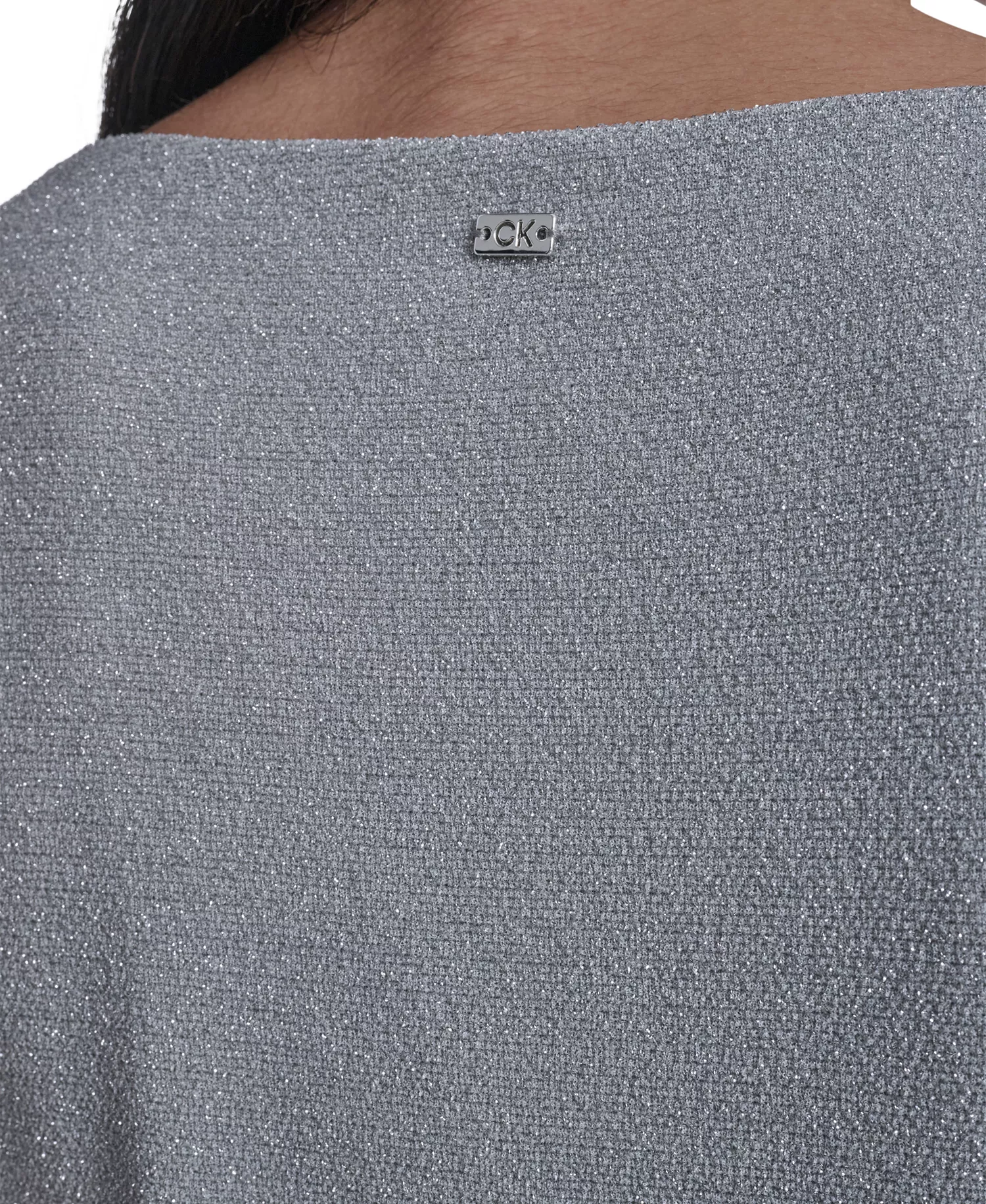 Women's Novelty Boat Neck Ruched Top - Silver gray - L