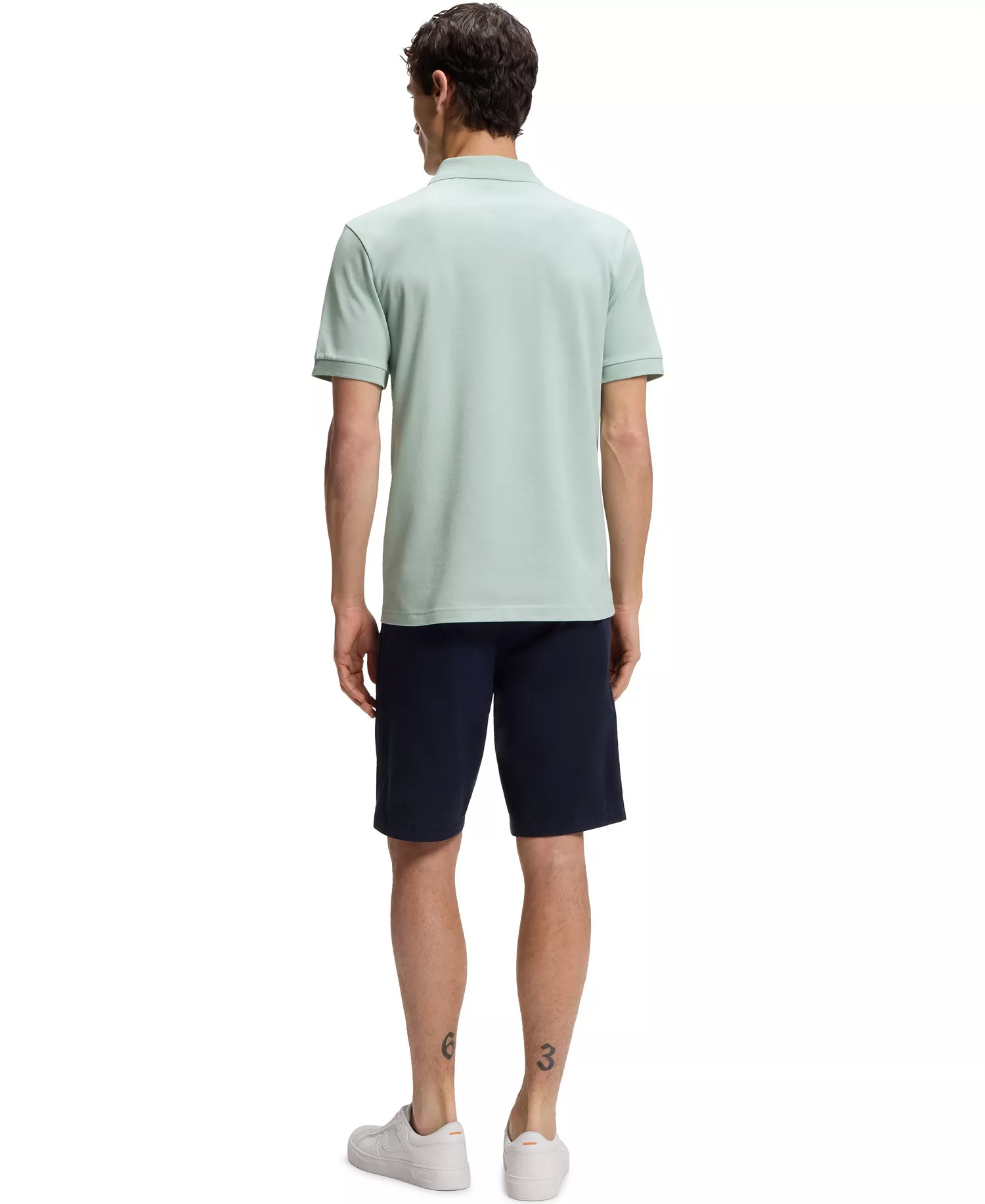 Men's Stretch-Cotton Slim-Fit Polo Shirt - Aqua - 2XL