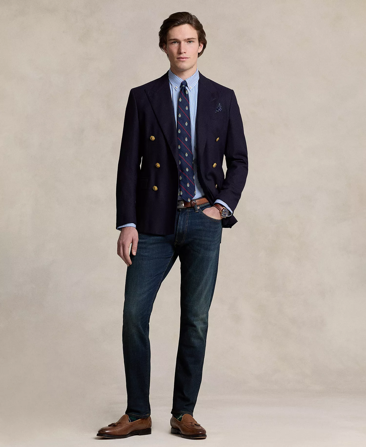 Men's Slim-Fit Striped Stretch Shirt - Light Blue/White - 2XL