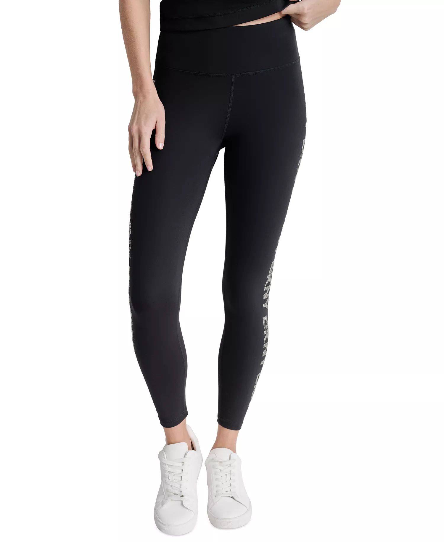 Women's 7/8 Logo Active Leggings  - Black/Gunmetal - L