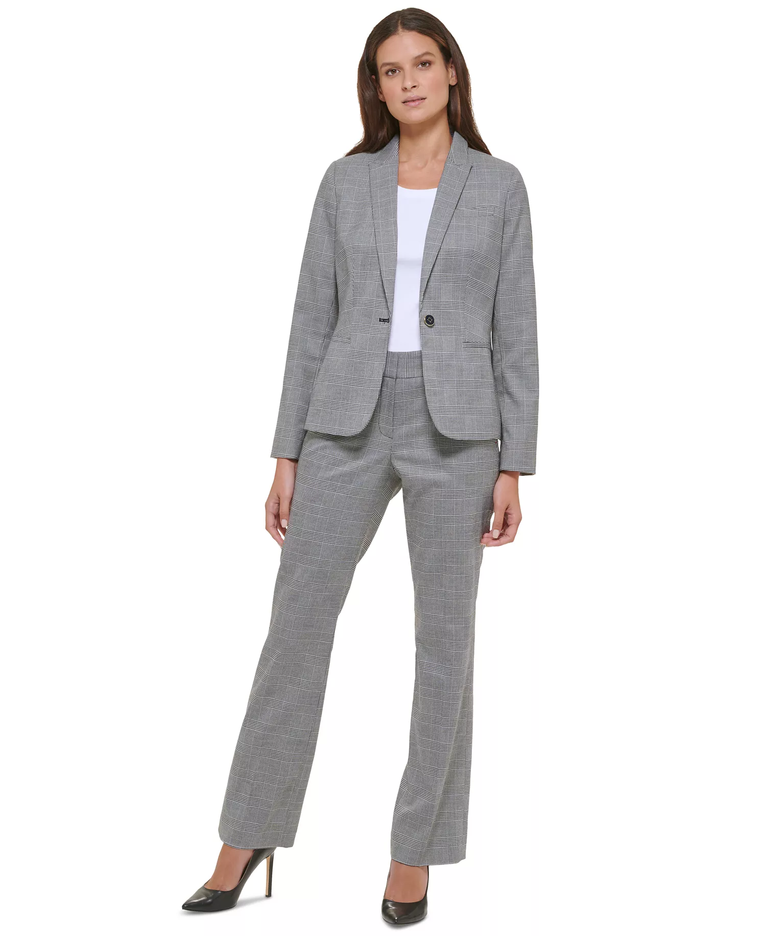 Women's Glen Plaid Single-Button Blazer - Glen Plaid - 0