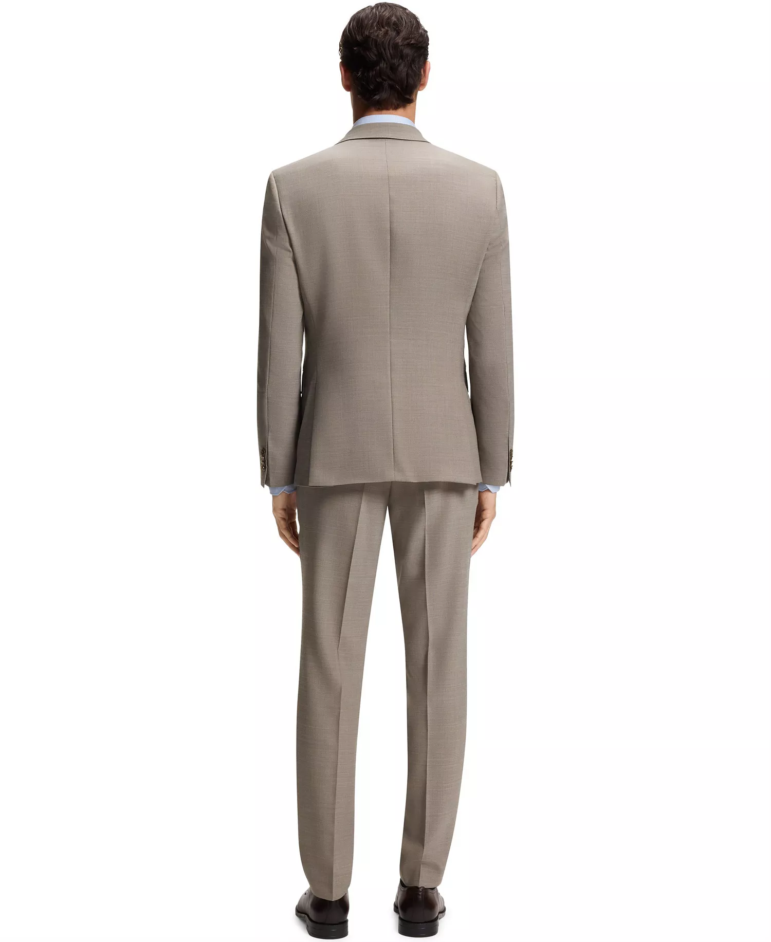 Men's 2-Piece Micro-Patterned Stretch Cloth Slim-Fit Suit - Dark Beige - 36R
