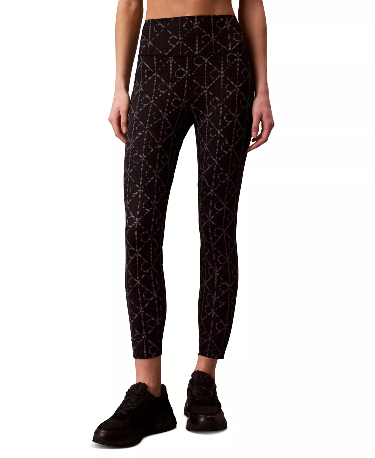 Women's Icon Sport Printed Leggings - Black Dotted Emblem - 2XL