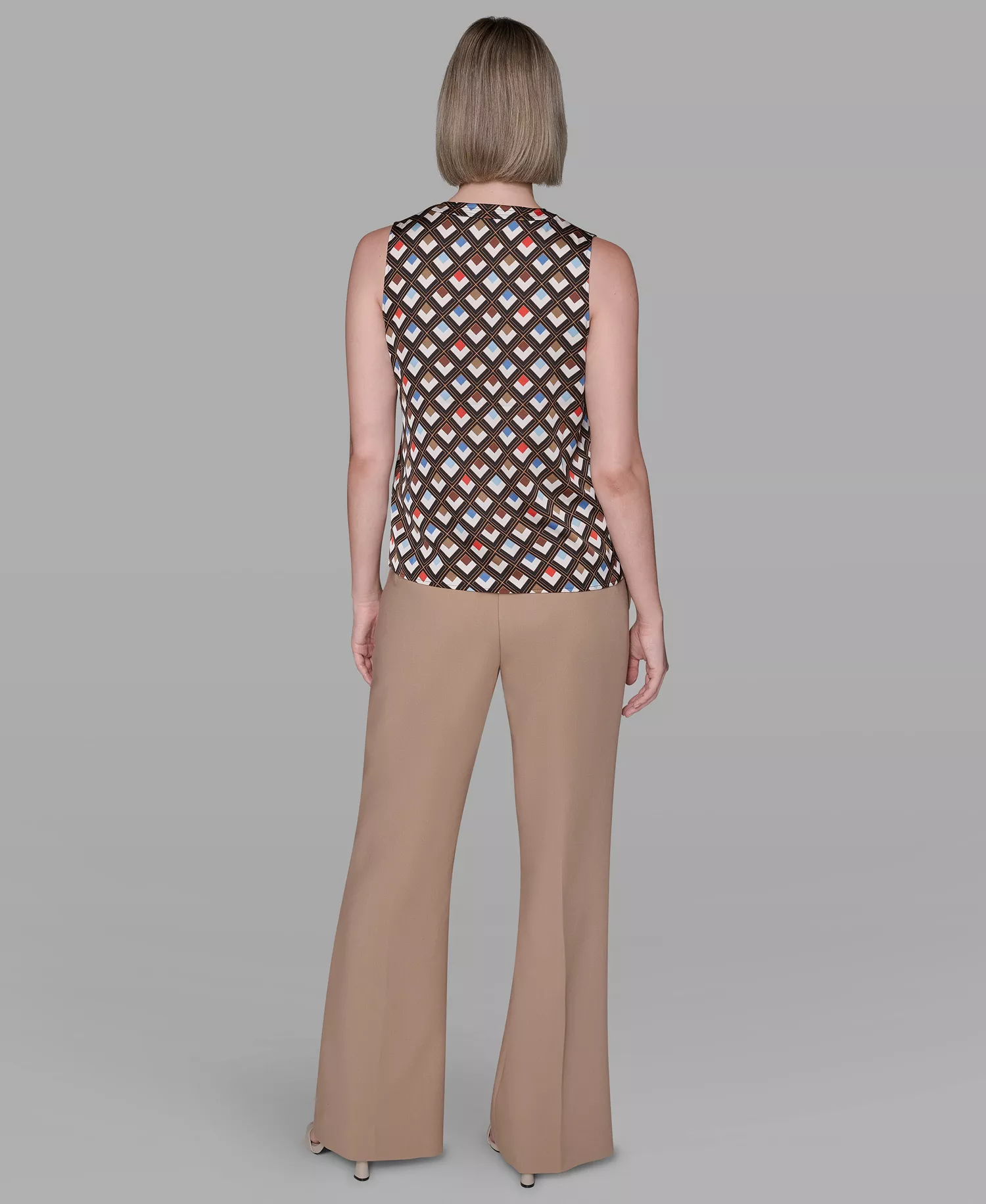 Women's Printed Sleeveless Top - Black Multi - L