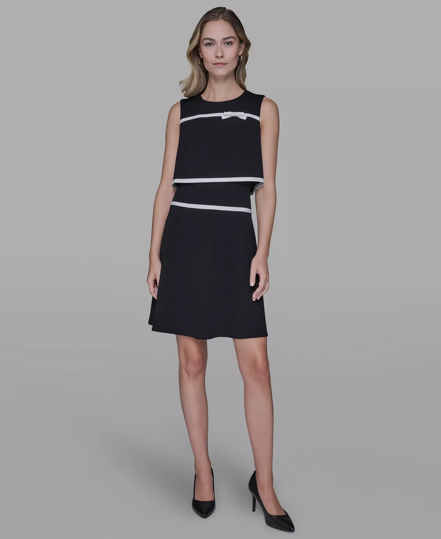 Women's Crew Neck Dress - Black/ Soft White - 10