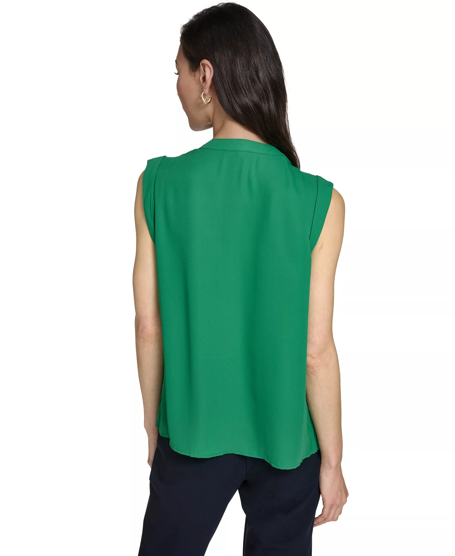 Women's Sleeveless Pleated Top - Jolly Green - L