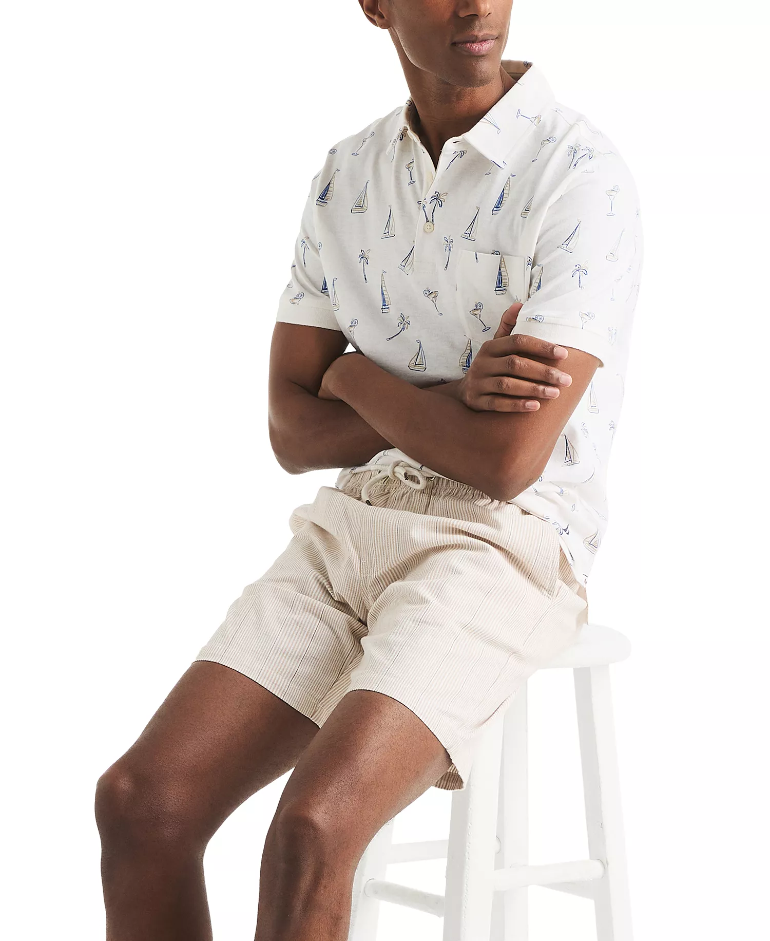 Men's Classic-Fit Sailboat Graphic Polo Shirt - Bright White - 2XL