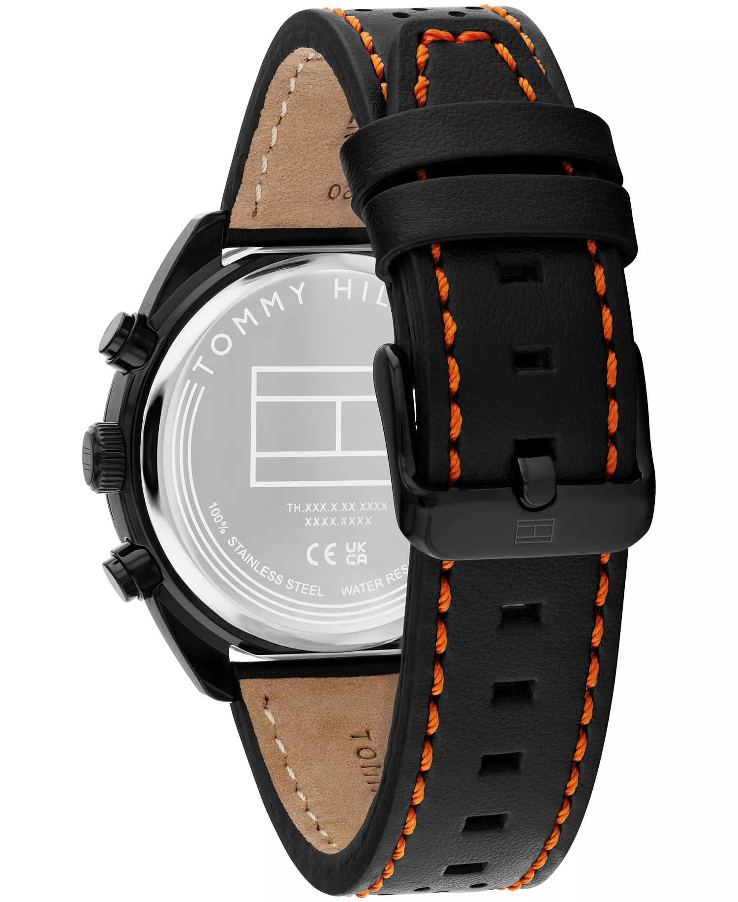 Men's Chronograph Black Leather Strap Watch, 40mm - Black - No Size