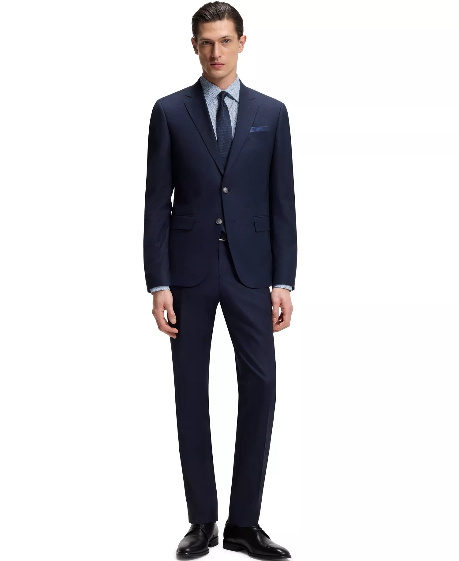 BOSS by Men's Printed Stretch Cotton Regular-Fit Dress Shirt - Open Blue - 15