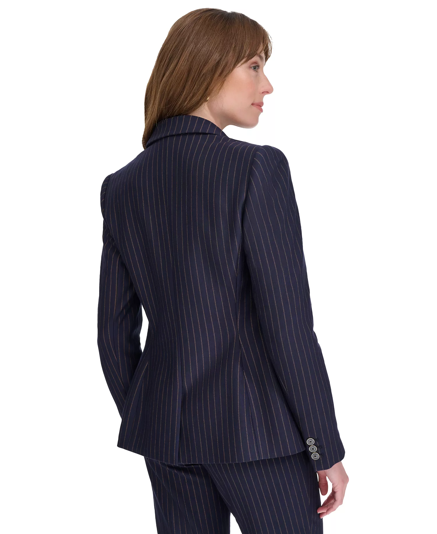 Women's Pinstriped Blazer & Pants  - Mdngt/taba - 0