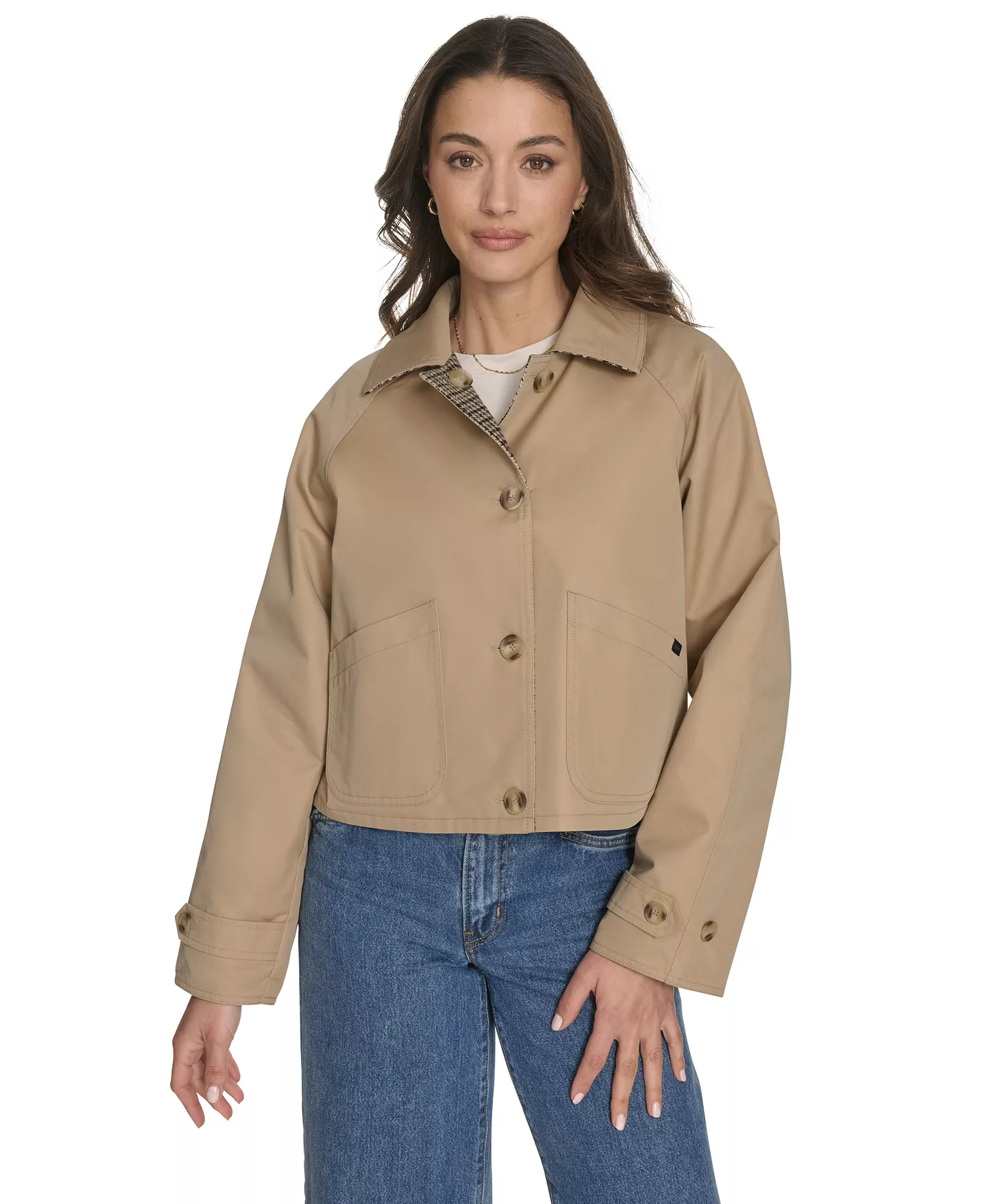 Women's Reversible Trench Jacket - Khaki - L