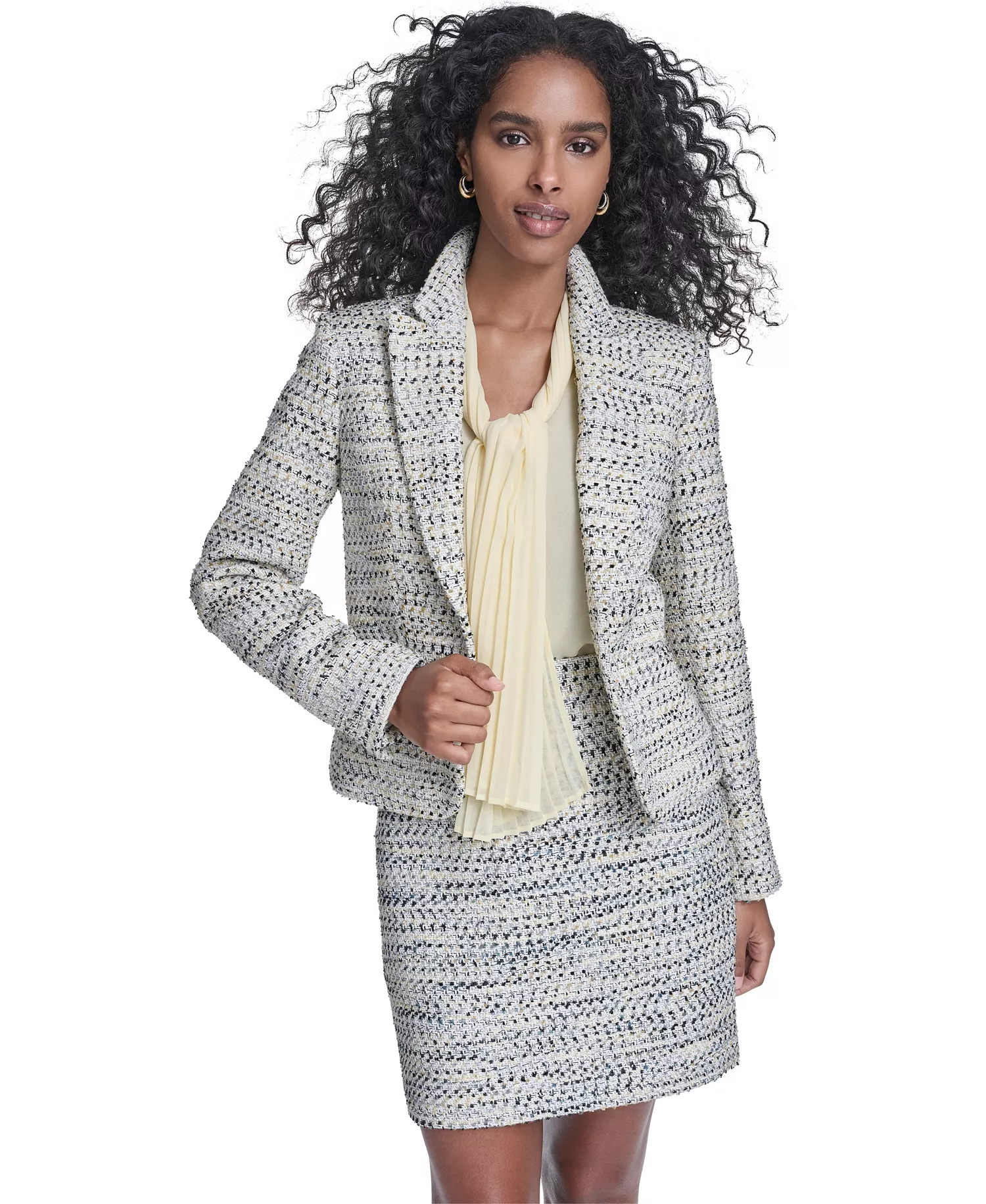 Petite Cropped Tweed jacket - Double Cream Multi - 10P