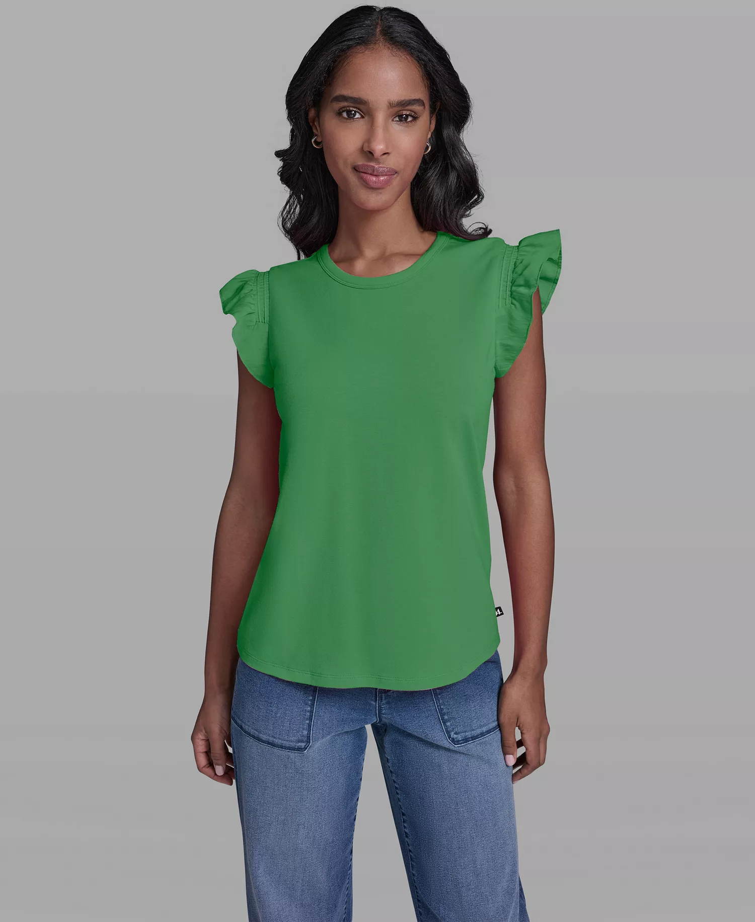 Women's Scallop Trim Boat Neck Top - Ballet Slipper - L