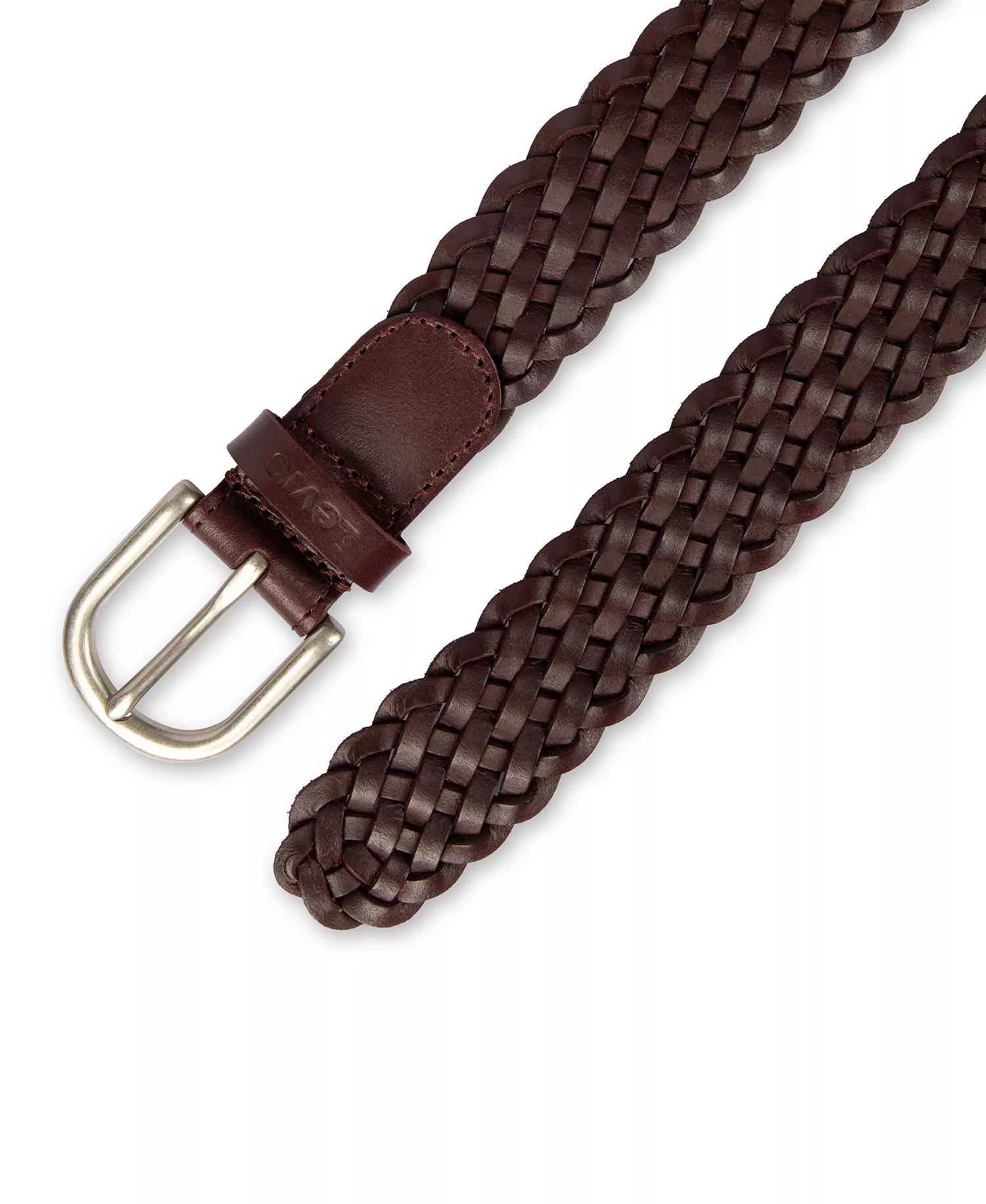 Women's Fully Adjustable Leather Braided Belt - Burgundy - Extra Large