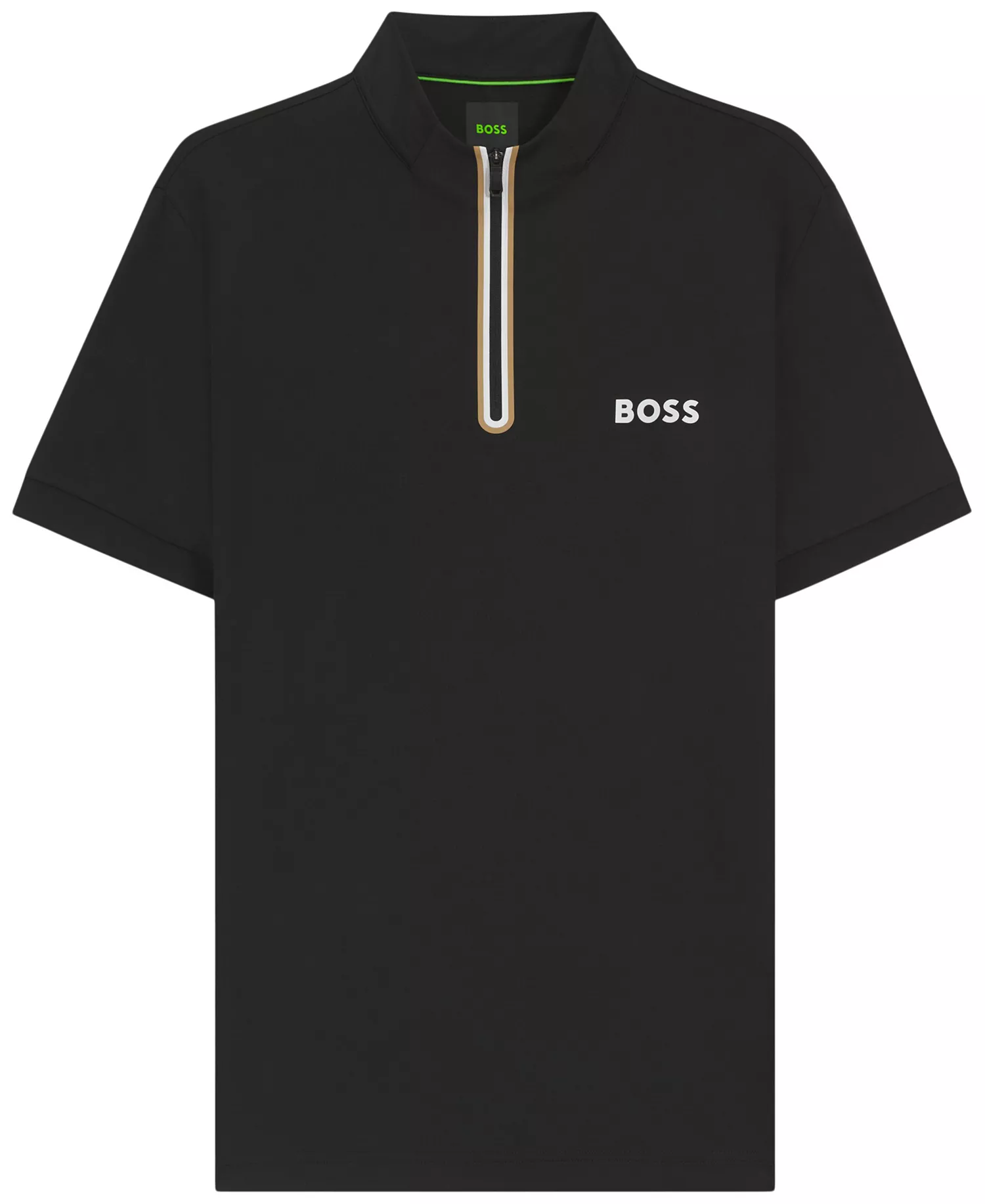 Men's Stretch-Mesh Jersey Zip-Neck T-Shirt - Black - L