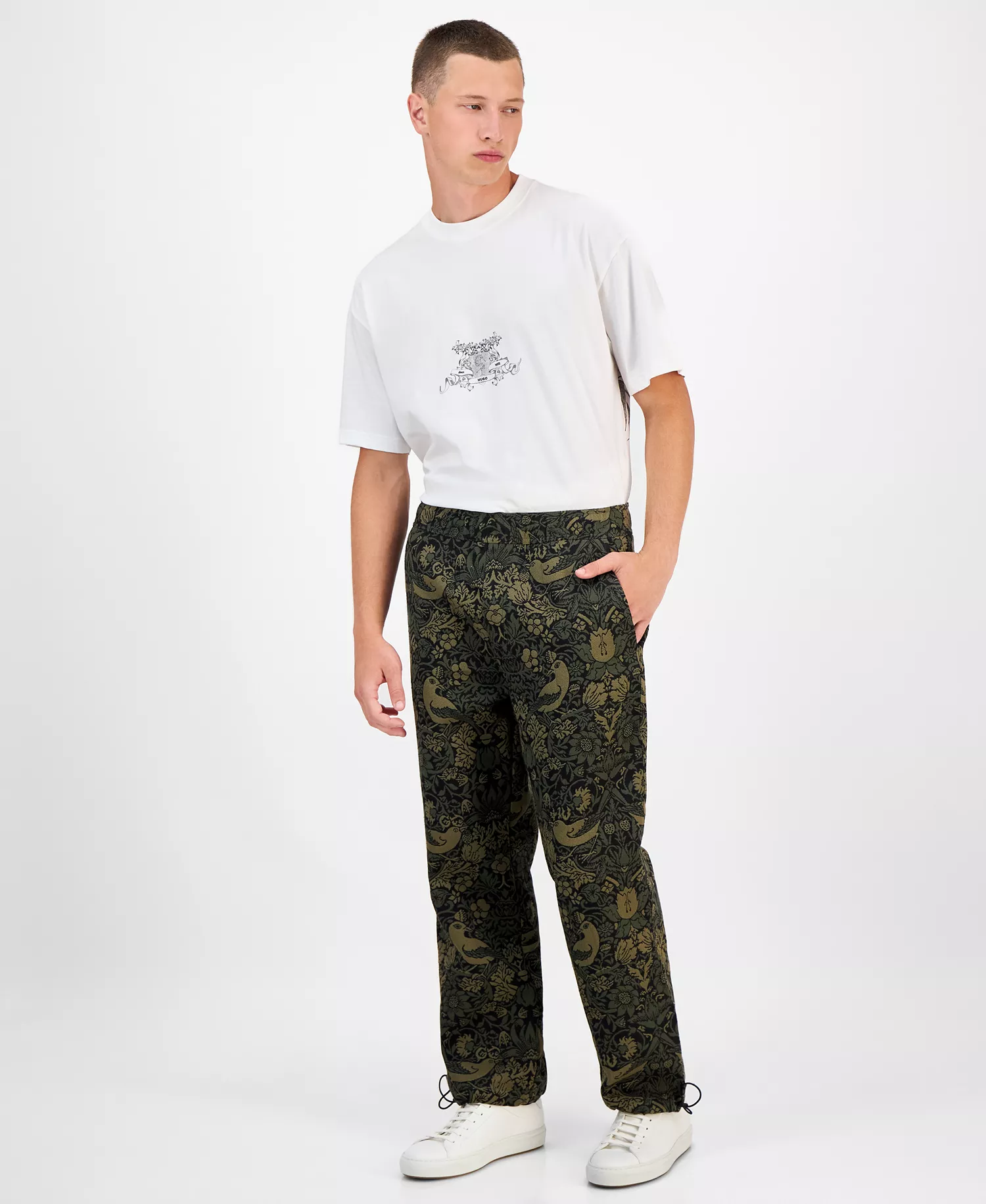 Hugo Boss Men's Ginor Straight Fit Jacquard Trousers - Open Green - L