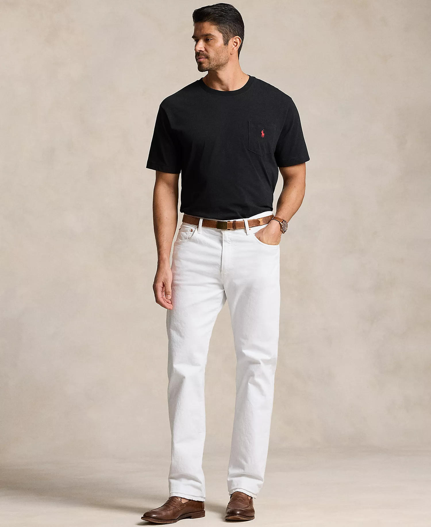 Men's Big & Tall Crew-Neck Pocket T-Shirt - Black - 2LT